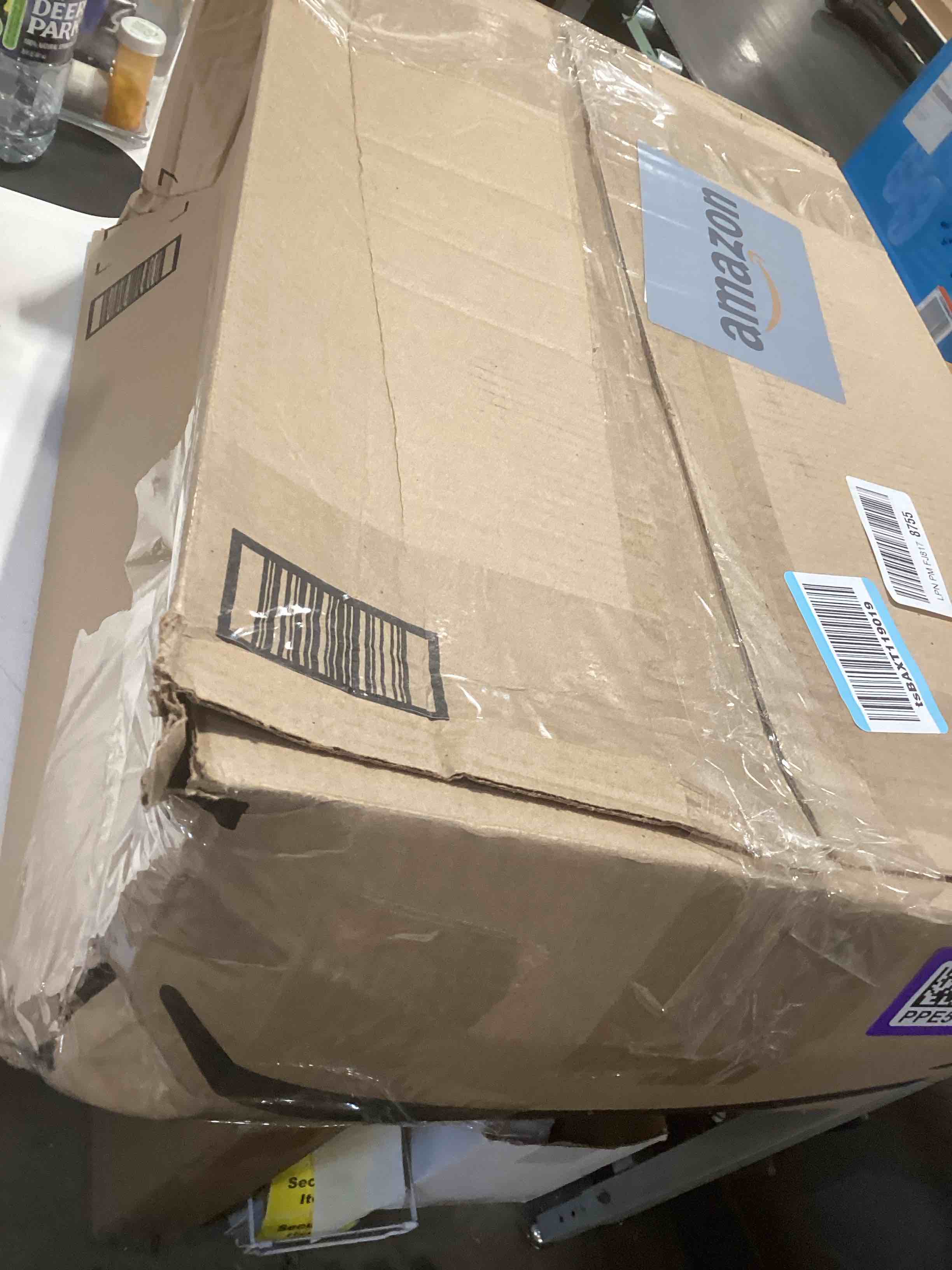 Condition photo showing As Is for clear vinyl curtains with zippered entry, 23oz heavy duty waterproof anti-uv and tear-resistant tarpaulin with grommets, weatherproof panels for porch, pergola, gazebo, balcony, patio, enclosure gray (double zipper) 7'h x 10'w