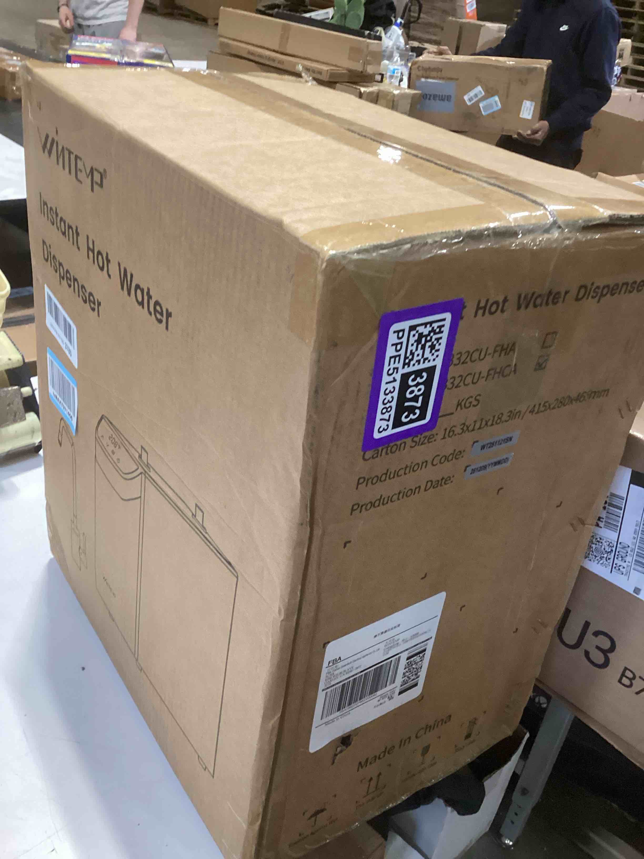Condition photo showing As Is for instant hot water dispenser, 3.4-quart stainless steel tank with hot & cold under-sink faucet, precise 113–208? temp & wifi smart control, energy-efficient for home & office, b32cu-fhca wt-b32cu-hot & cold