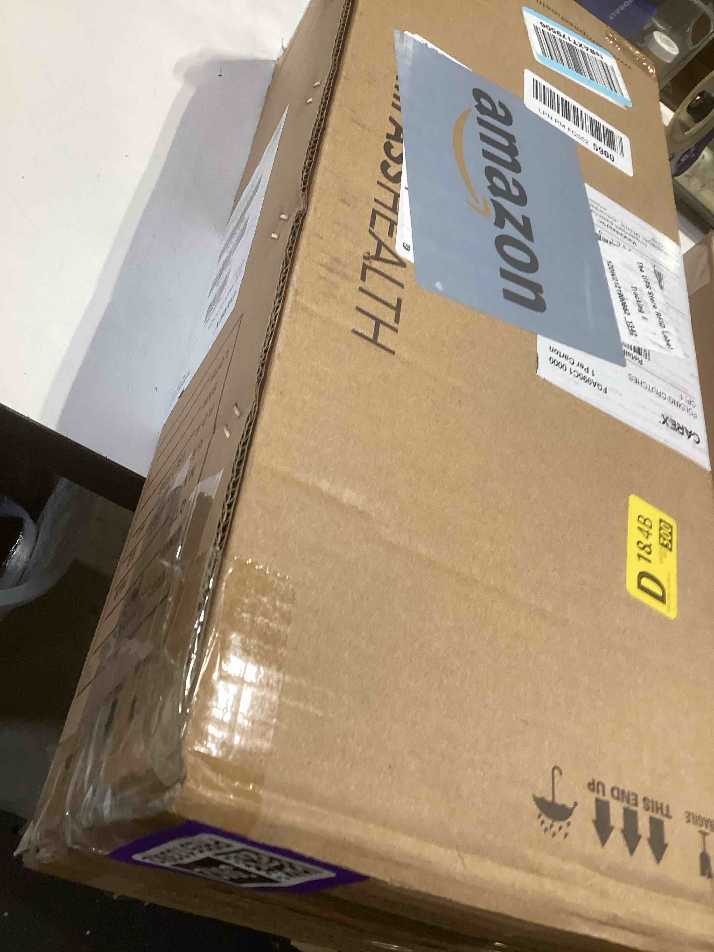 Condition photo showing Good Condition for carex folding aluminum under arm crutches for adults 4'11" to 6'1", 2 lightweight crutches included, universal for walking, walking aid for kids, adults & seniors, includes padded underarm cushions