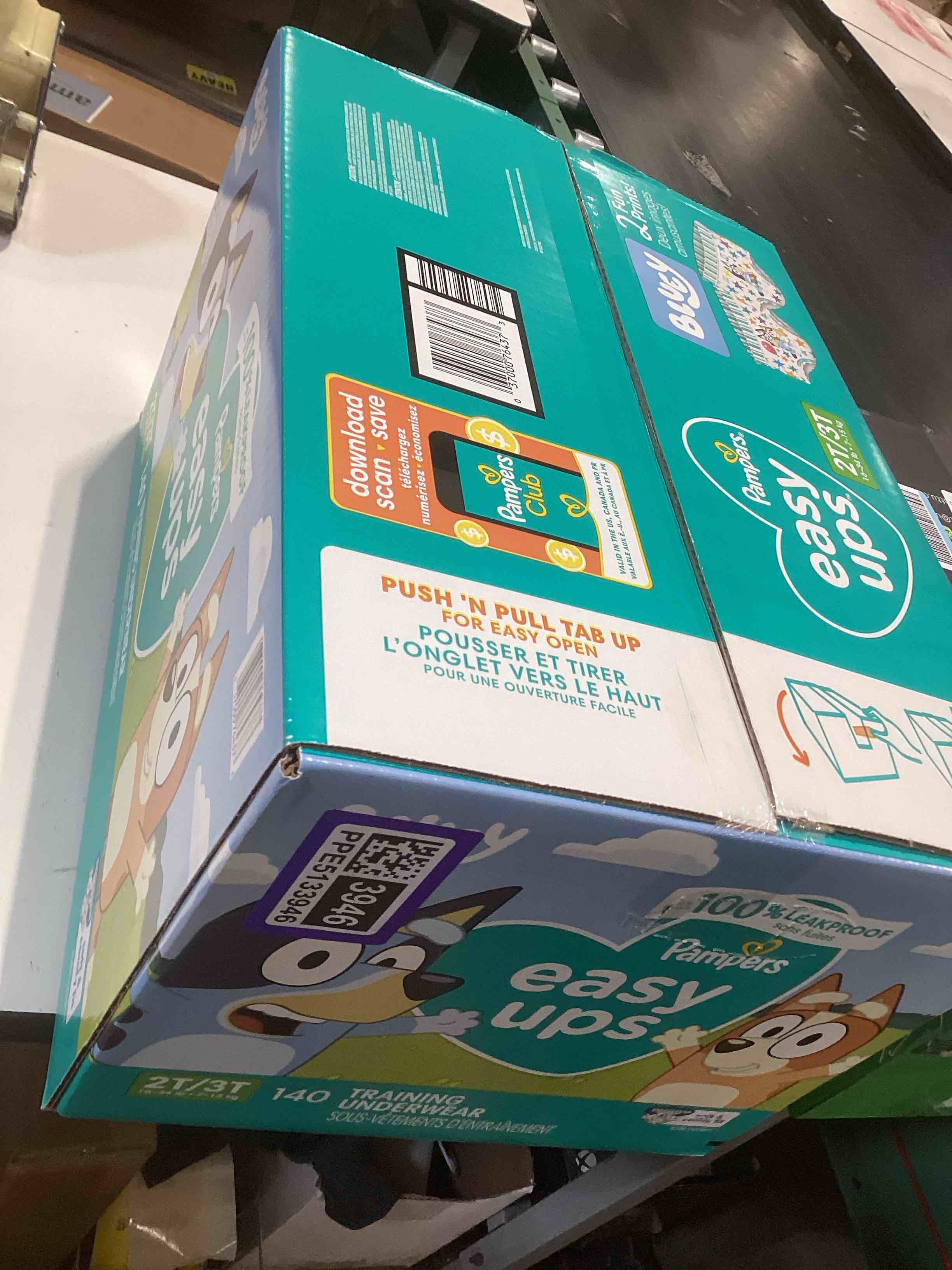 Condition photo showing New/Like New for pampers training pants - easy ups boys & girls bluey - size 2t-3t, 140 count, children's potty underwear (packaging may vary) 2t-3t 140