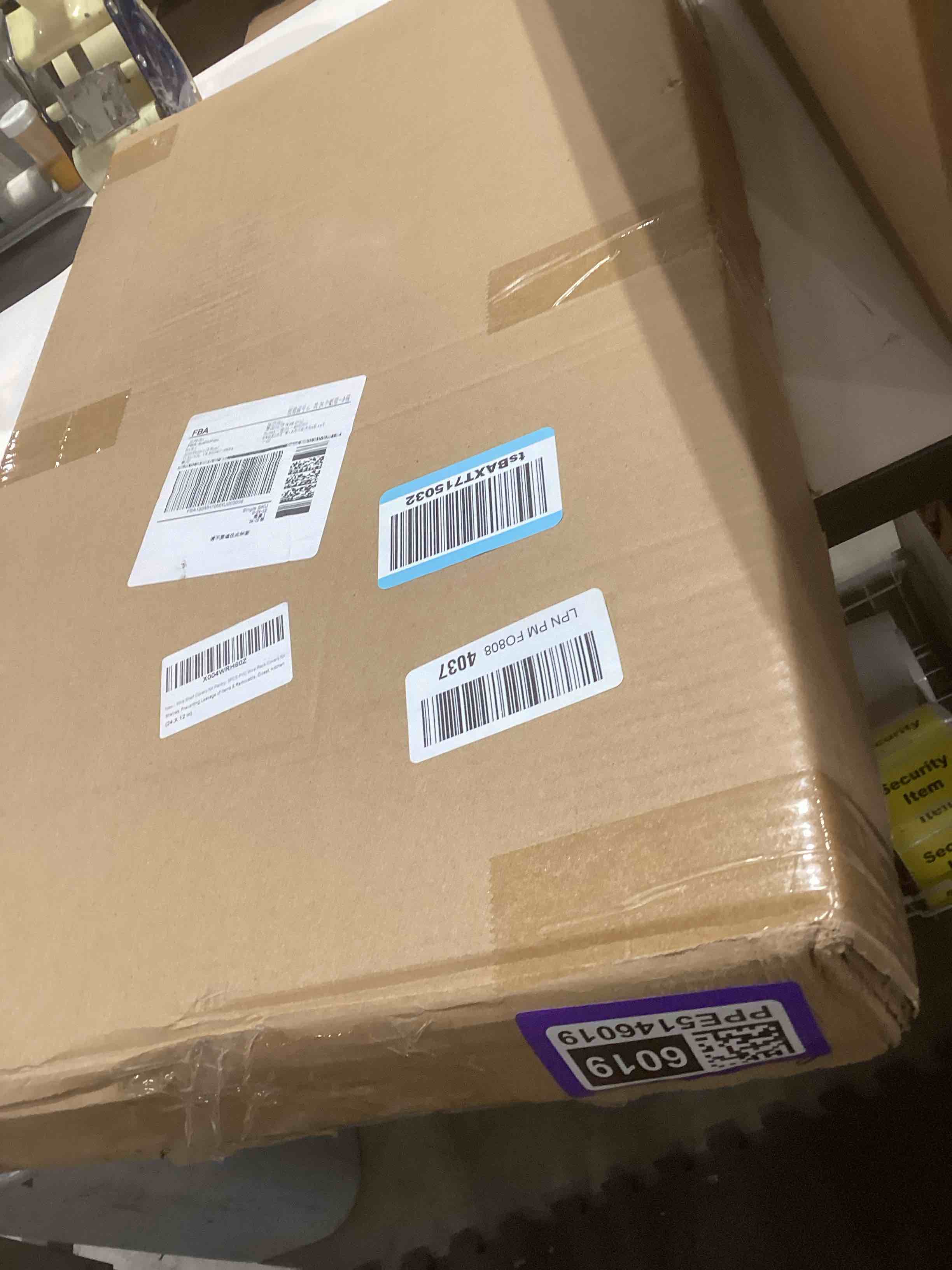 Condition photo showing Good Condition for 24x12 in wire shelf covers for pantry, 5 pcs pvc wire rack covers for shelves, preventing leakage of items & removable, closet, kitchen 24 x 12 in