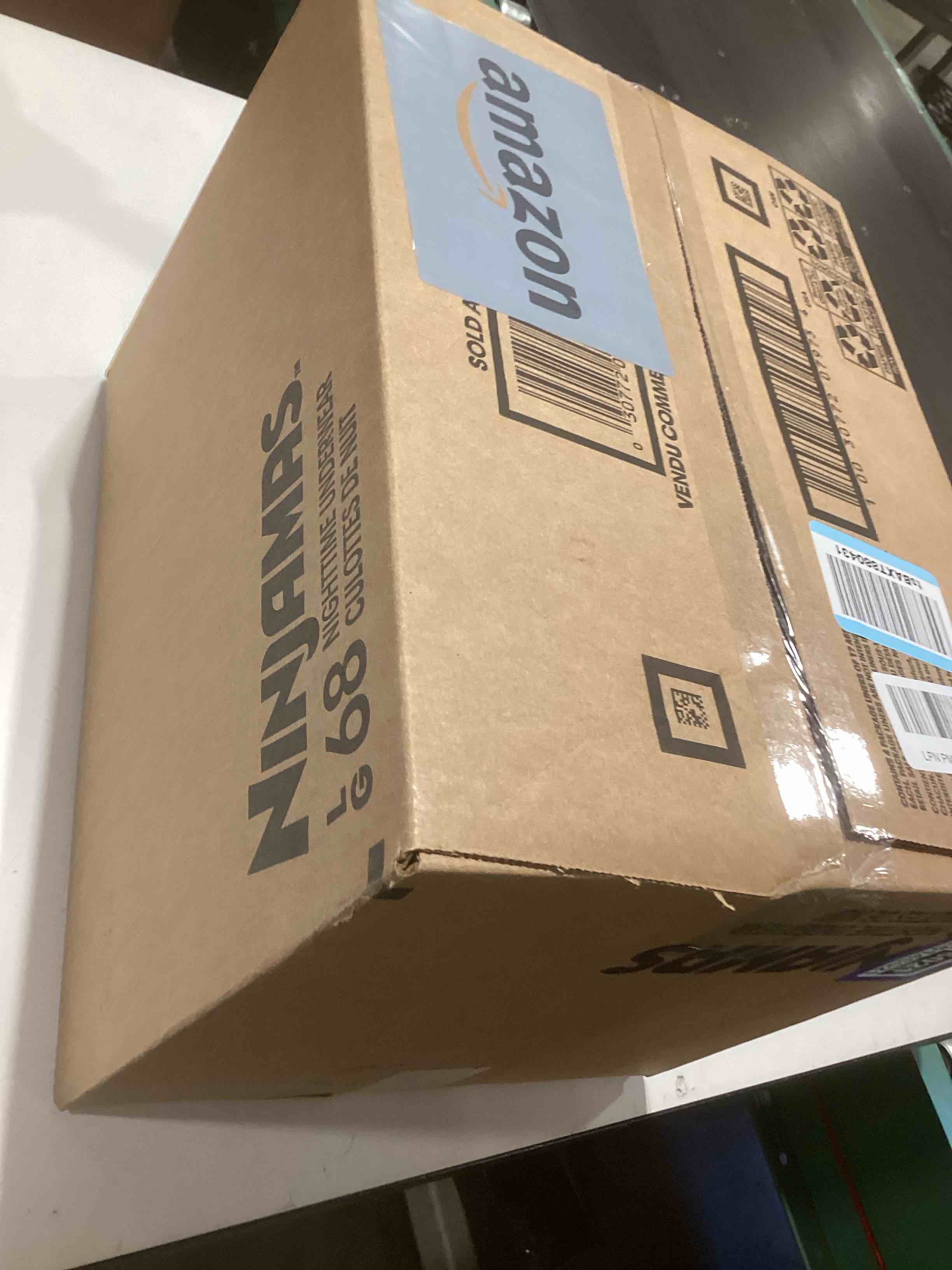 Condition photo showing New/Like New for ninjamas boys bedwetting nighttime underwear, size l pull ups for boys (64-95+ lbs), 68 count, training pants, overnight underwear kids, ultra absorbent, hypoallergenic large 68