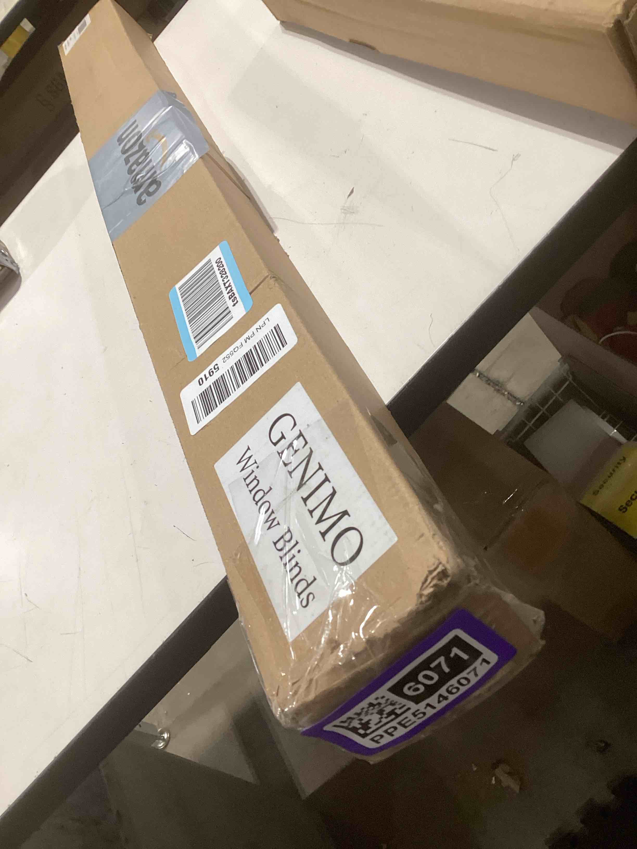 Condition photo showing Good Condition for genimo 100% blackout roller window shades, window blinds cordless with thermal insulated, uv protection fabric, mini french door blinds for home, bedroom, office, grey, 35" w x 72" h grey 35"w x 72"h