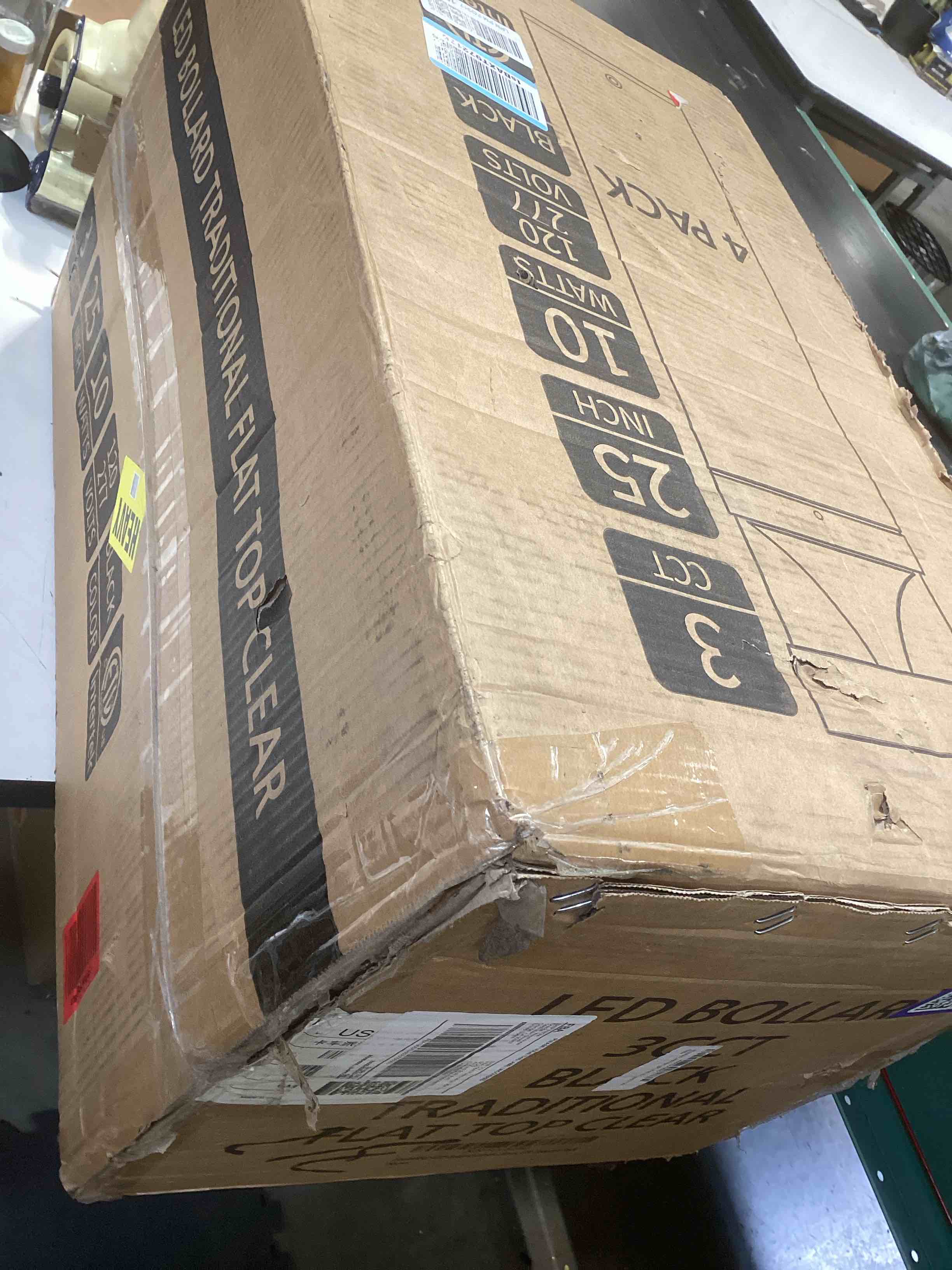 Condition photo showing As Is for led bollard landscape lights 25" 10w 3cct 3000k/4000k/5000k 120-277v commercial/residential lighting fixture for garden, pathway, driveway. rated ip65 suitable for wet locations, etl listed (4 pack) 3cct 24 inch (4 pk)