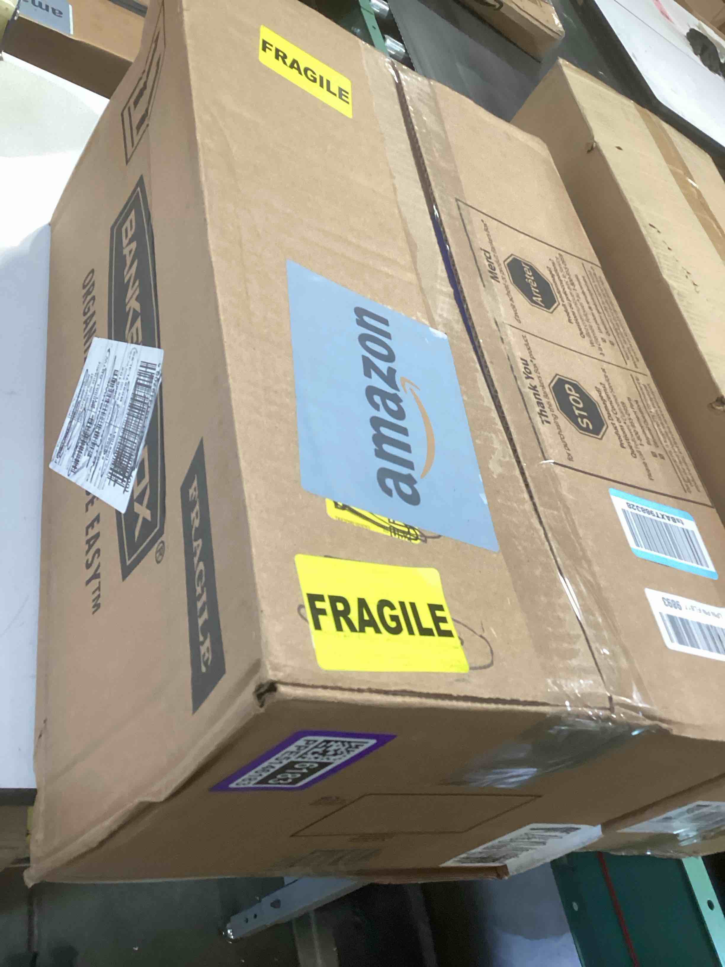 Condition photo showing As Is for bankers box heavy duty 20" plastic letter file box