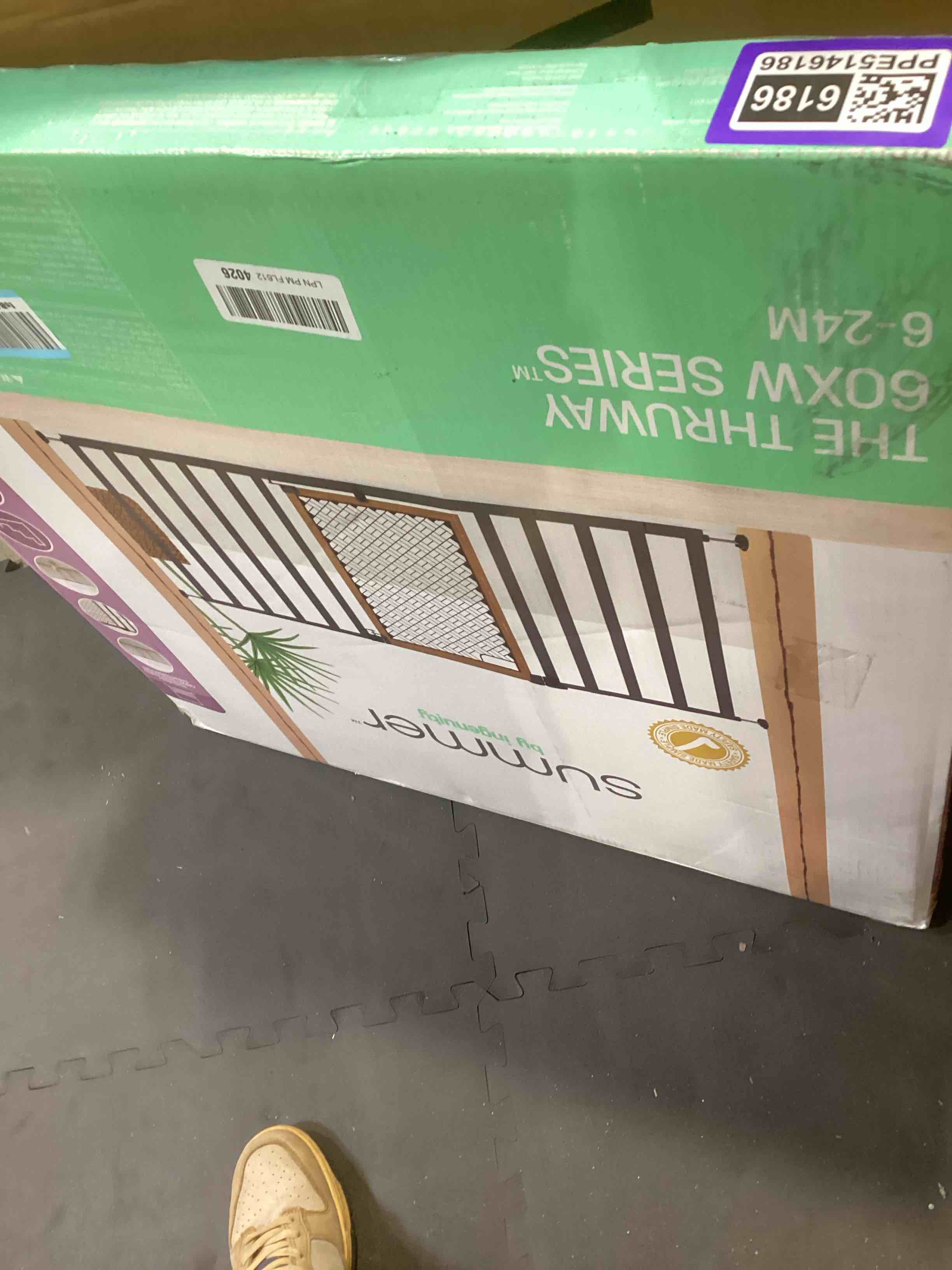 Condition photo showing Good Condition for ingenuity ingenuity thruway 60xw series extra wide safety pet&baby gate,30"-60" wide,26" tall,pressure or hardware mounted,install wall to wall in doorway or stairway–honey oak stained wood&metal honey oak & metal