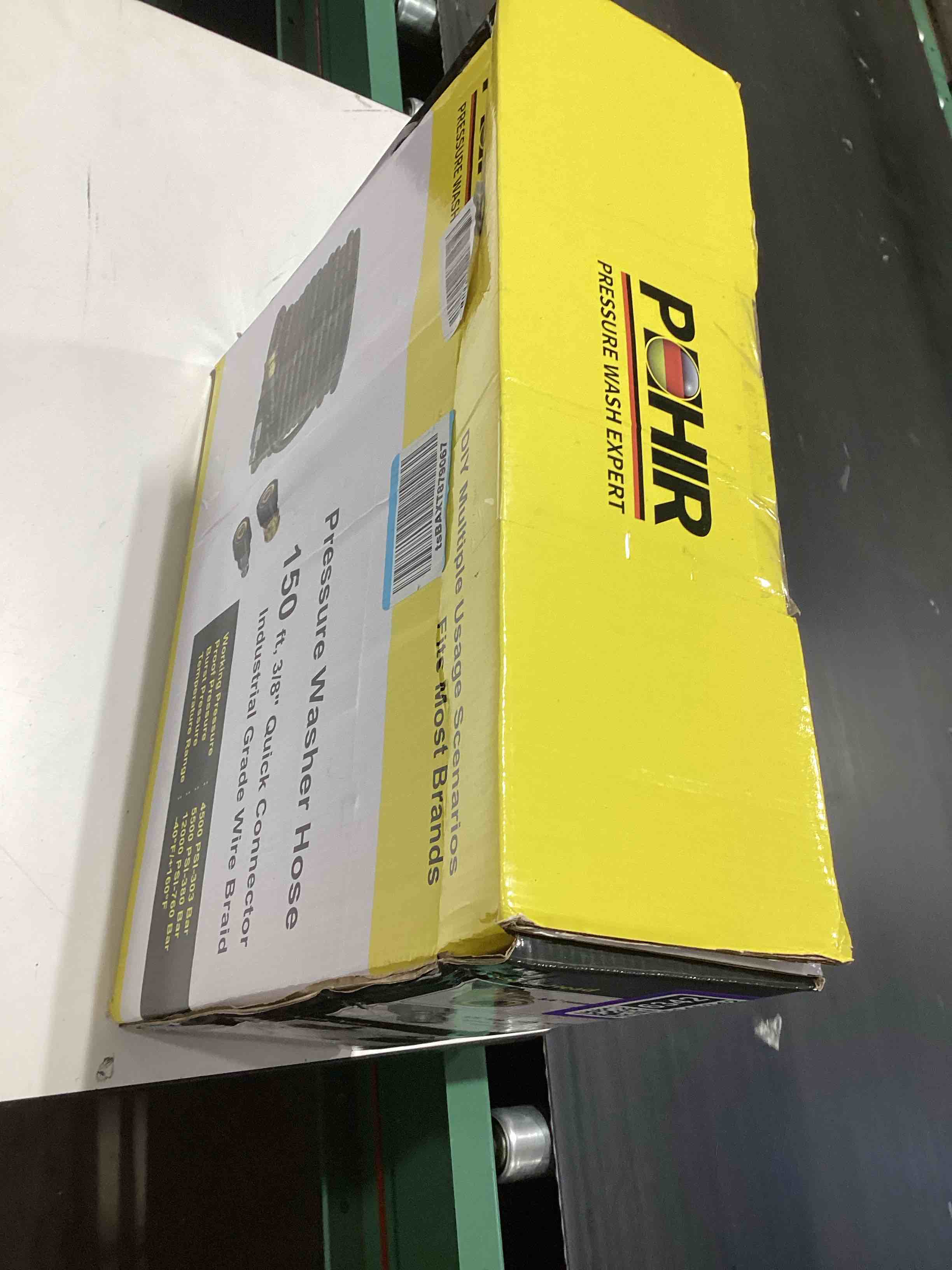 Condition photo showing Good Condition for pohir pressure washer hose 150 ft with 3/8'' quick connect, high tensile wire braided power washer hose with 2 quick connect kits, compatible m22 14mm, hose for pressure washer, 4200 psi 150ft