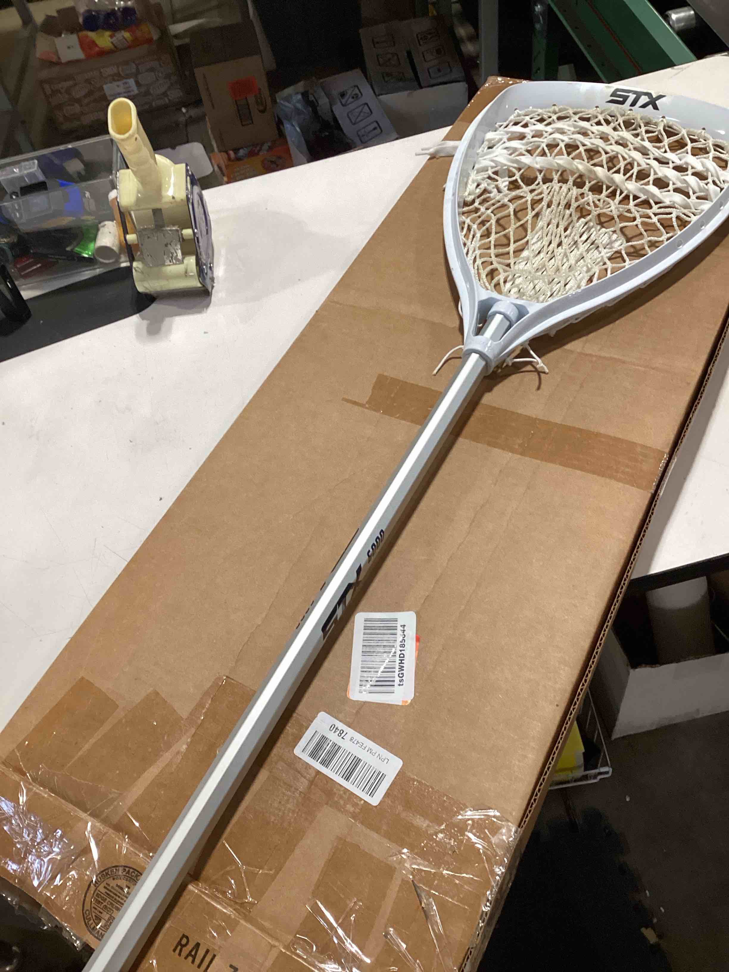 Condition photo showing Good Condition for stx lacrosse shield 100 goalie complete stick white/white/platinum