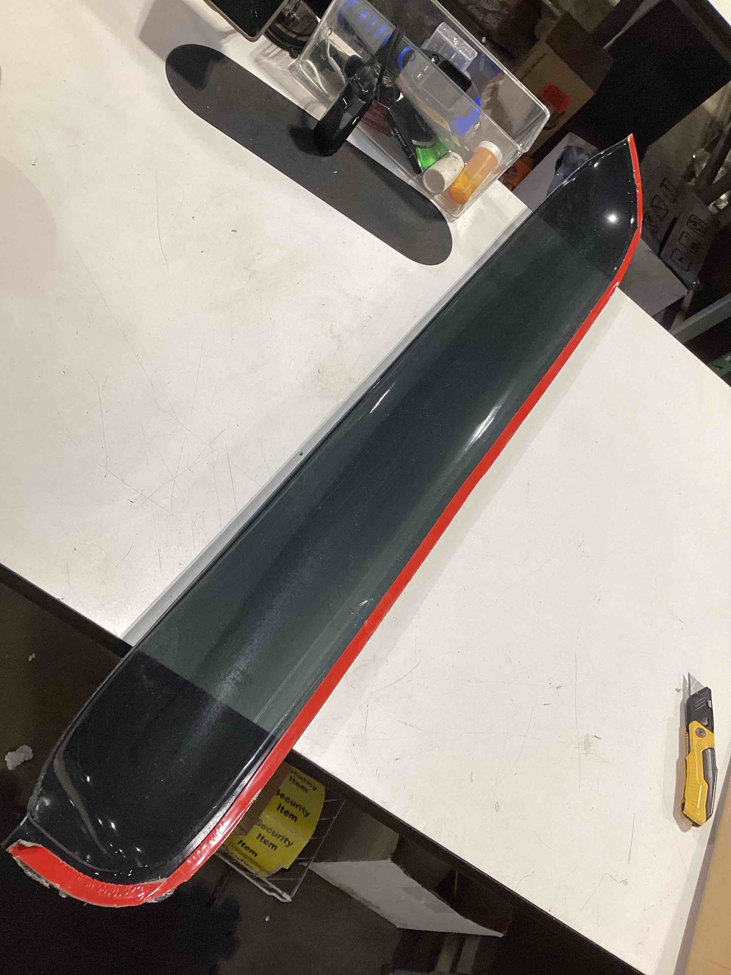 Condition photo showing As Is for 35.6" 880mm sunroof wind deflector, tape-on sunroof rain guards, universal fit tinted moonroof vent visor car accessories