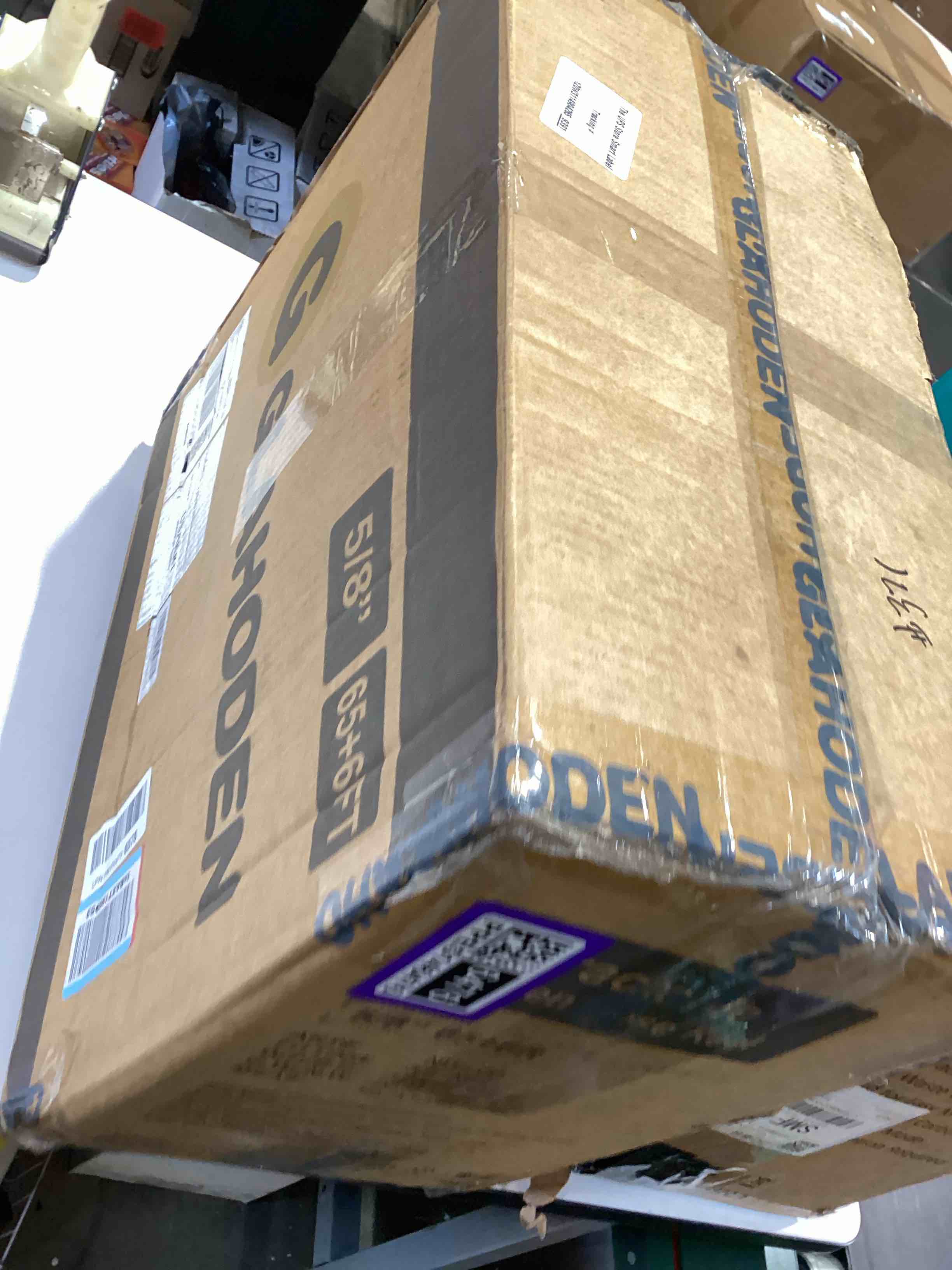 Condition photo showing Good Condition for glahoden retractable garden hose reel 5/8 in x 65 ft, 2025 upgraded dual ratchet lock uv & freeze protection brass seal slow retraction anti-tangle hose 180°swivel reinforced scaffold wall mount 5/8" 65ft light gray