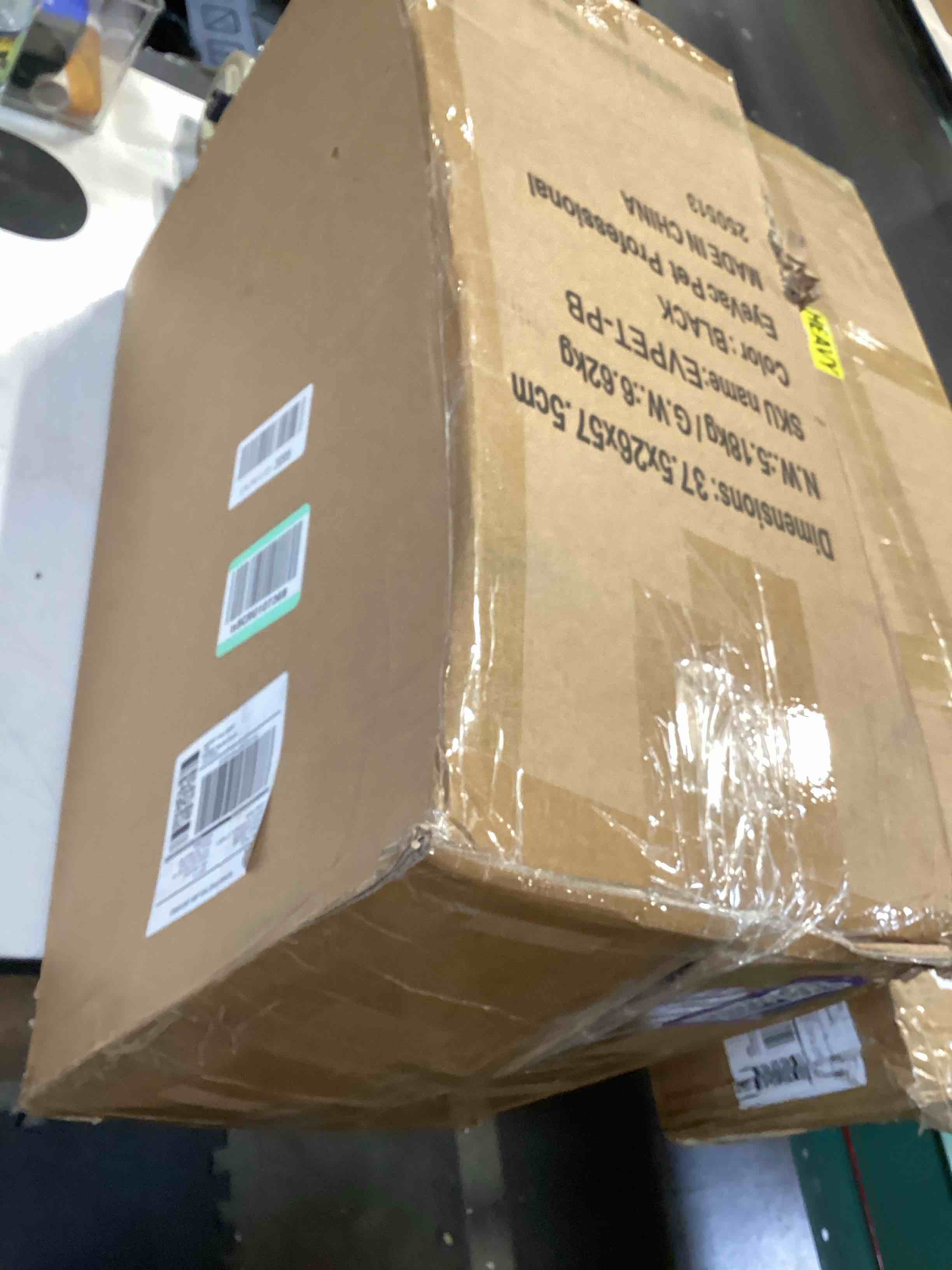 Condition photo showing As Is for eyevac pet touchless vacuum automatic dustpan - ultra fast & powerful - great for sweeping cat dog pet hair food dirt kitchen, corded canister vacuum, bagless, automatic sensors, 1400 watt (black) pet black