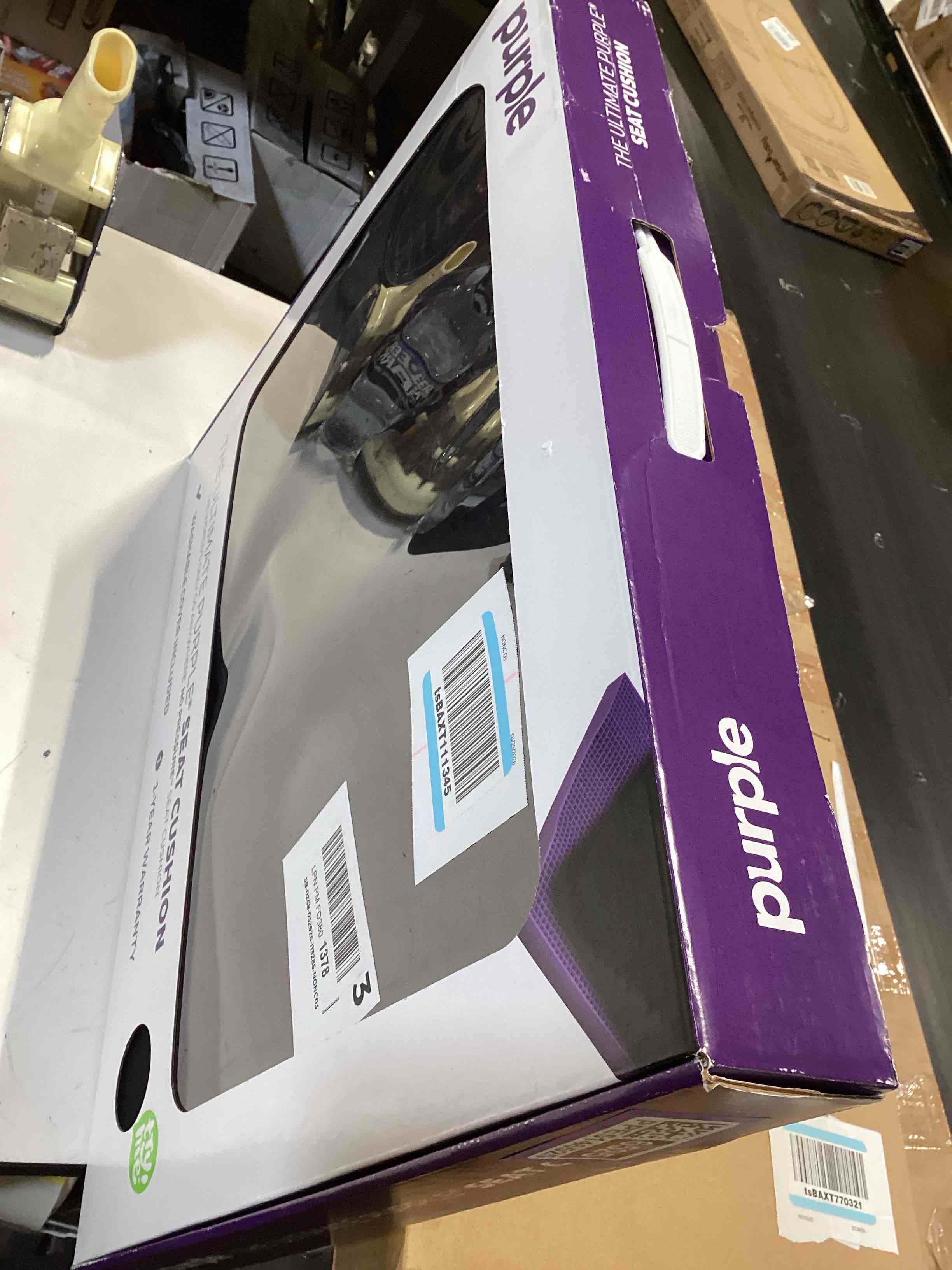 Condition photo showing Good Condition for purple ultimate seat cushion | pressure reducing grid designed for ultimate comfort | designed for gaming | made in the usa