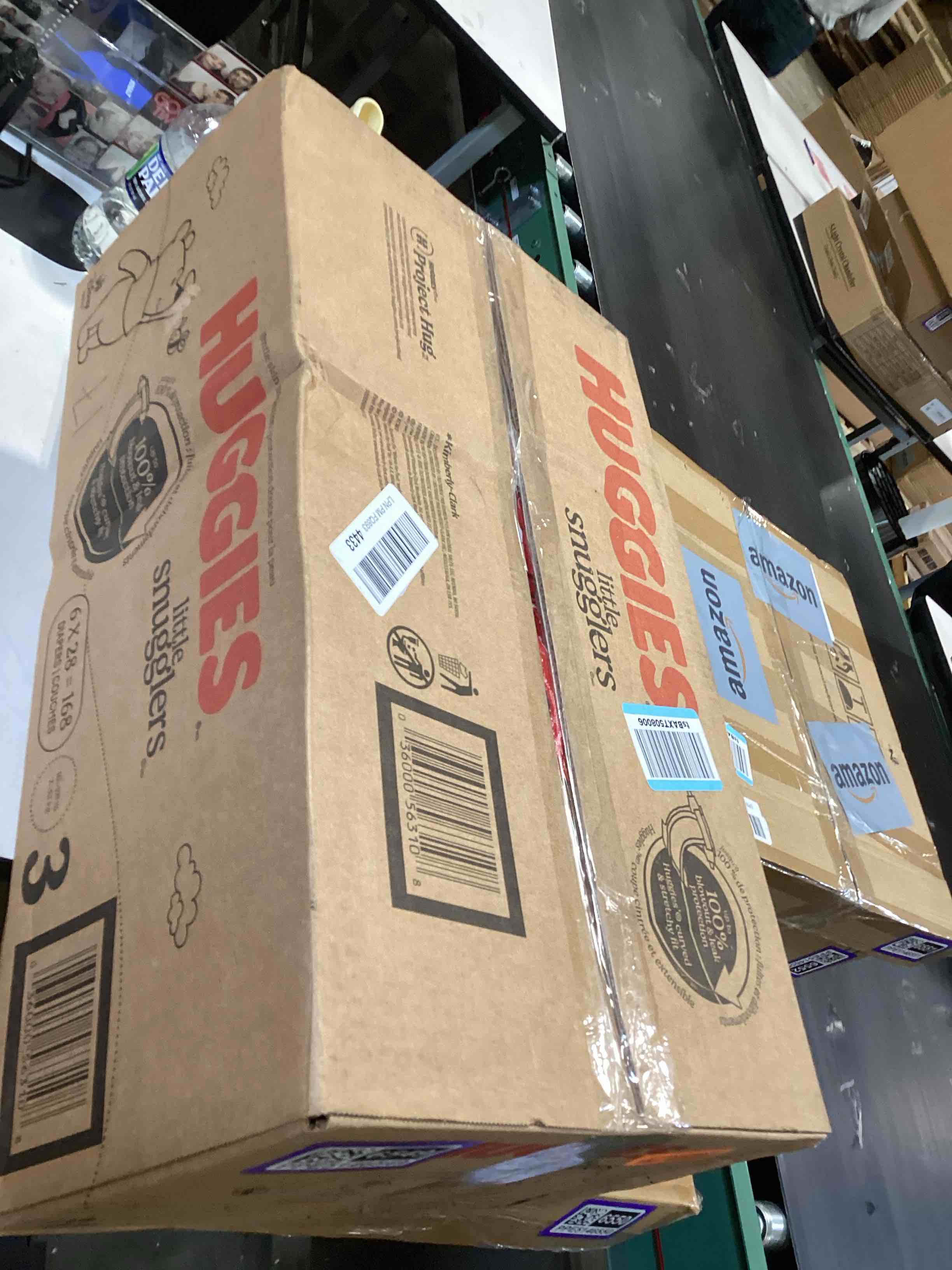 Condition photo showing Good Condition for huggies size 3 diapers, little snugglers baby diapers, size 3 (16-28 lbs), 168 count (6 packs of 28), packaging may vary