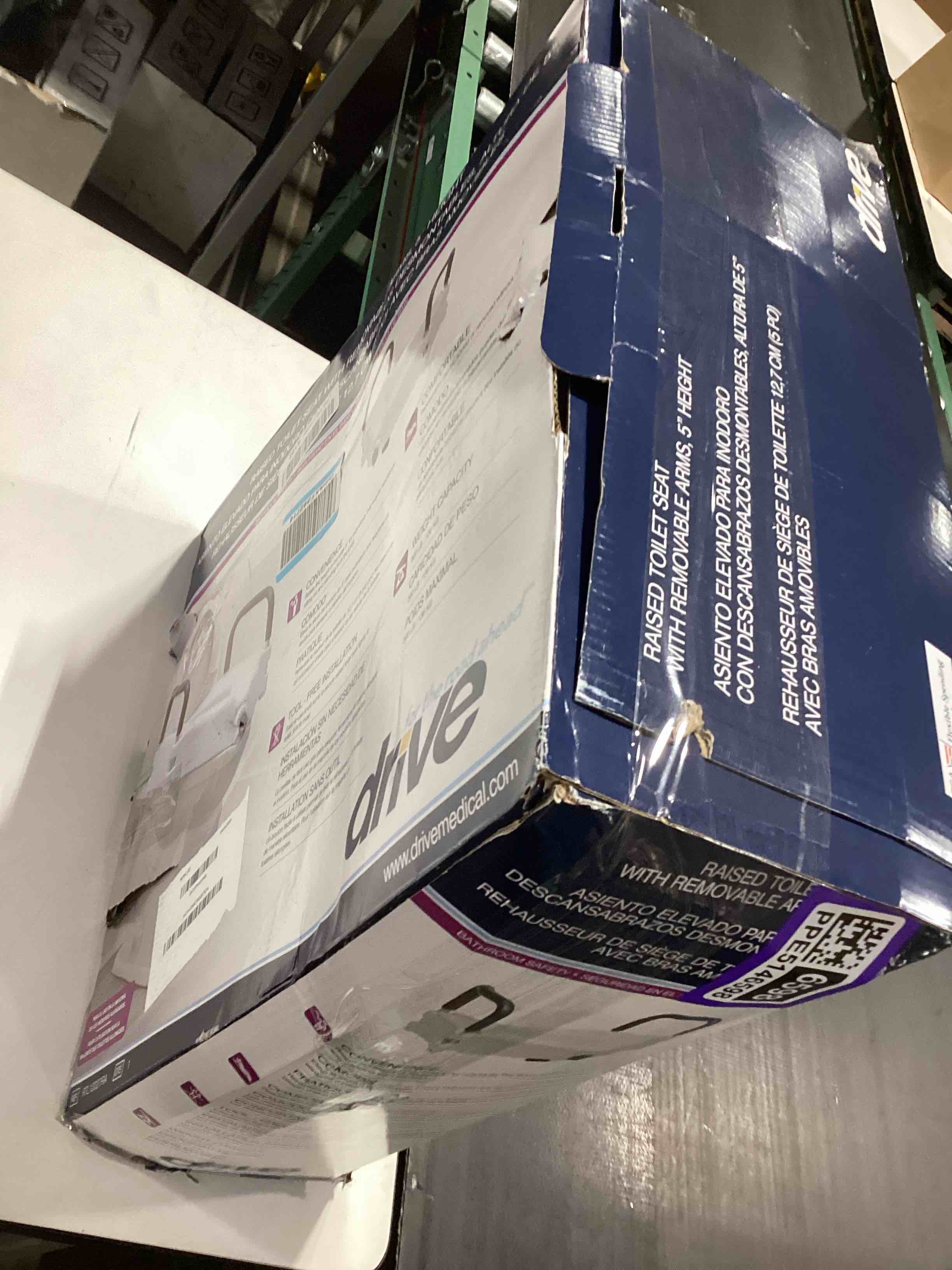 Condition photo showing Good Condition for drive medical 2-in-1 raised toilet seat with removable padded arms - elevated bathroom safety support - secure locking attachment - easy height assistance - durable plastic construction standard