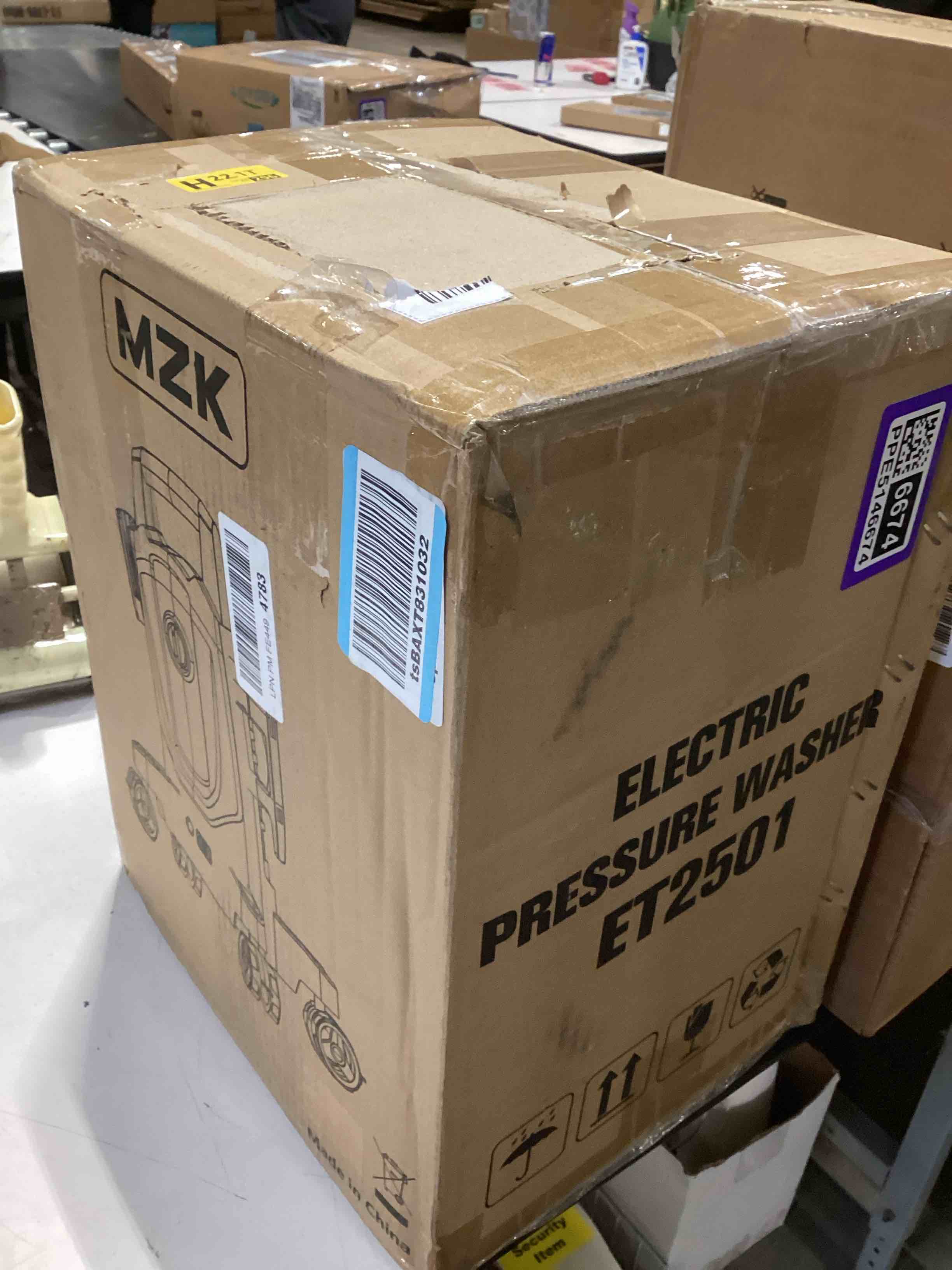 Condition photo showing Good Condition for not tested…mzk pressure washer, power washer with anti-tipping technology, 4 wheels, 4 quick connect nozzles, soap bottle, for cars, fences, driveways, patios, home & outdoor cleaning - deep red