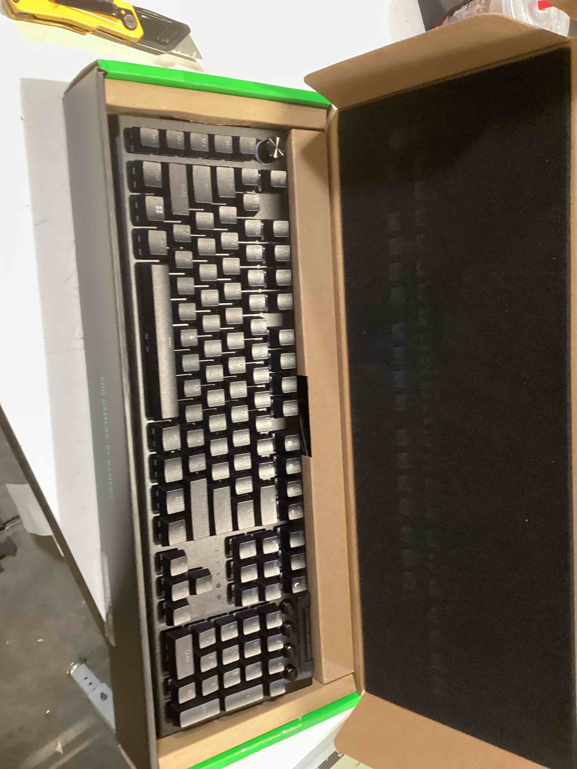 Condition photo showing Good Condition for razer blackwidow v4 pro wired mechanical gaming keyboard: orange switches tactile & quiet - doubleshot abs keycaps - command dial - chroma rgb - magnetic wrist rest - snap tap blackwidow v4 pro orange switches tactile & quiet