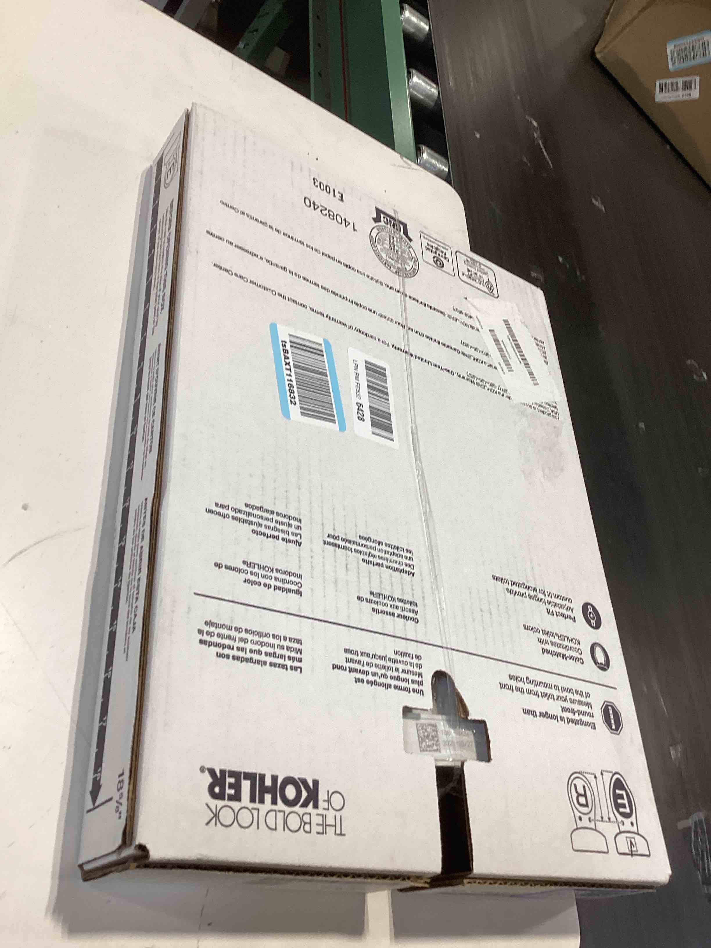 Condition photo showing Good Condition for kohler 4636-rl-0 cachet readylatch elongated toilet seat slow close, soft close toilet seat quiet lid, contoured grip-tight bumpers installation hardware, apartment essentials, white white elongated ready latch