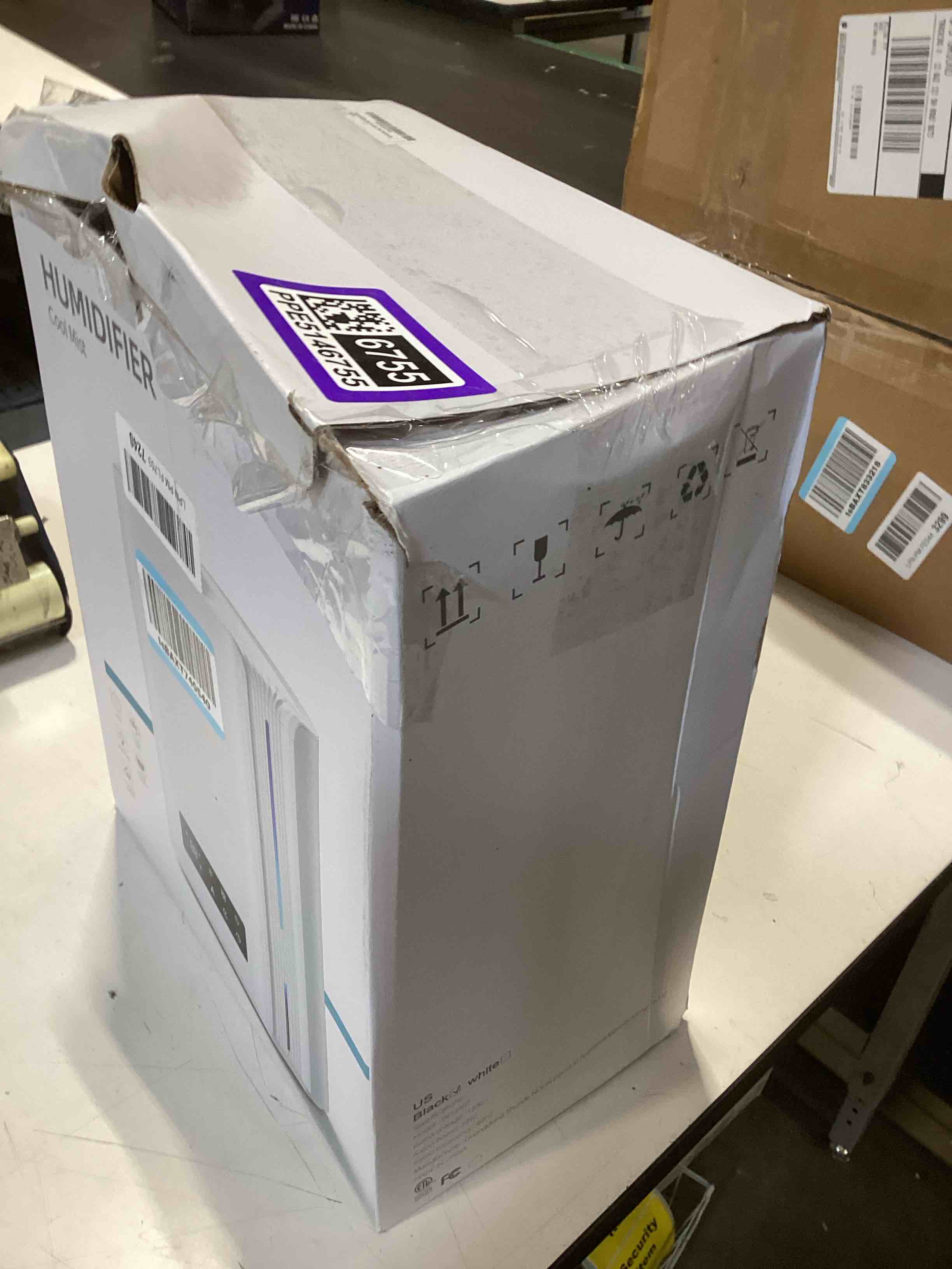 Condition photo showing As Is for dreo 6l humidifiers for bedroom, smart warm & cool mist for large room, 60hr quiet runtime for baby, plant, humidity sensor, indicator light, 12h timer, google/alexa, hm713s