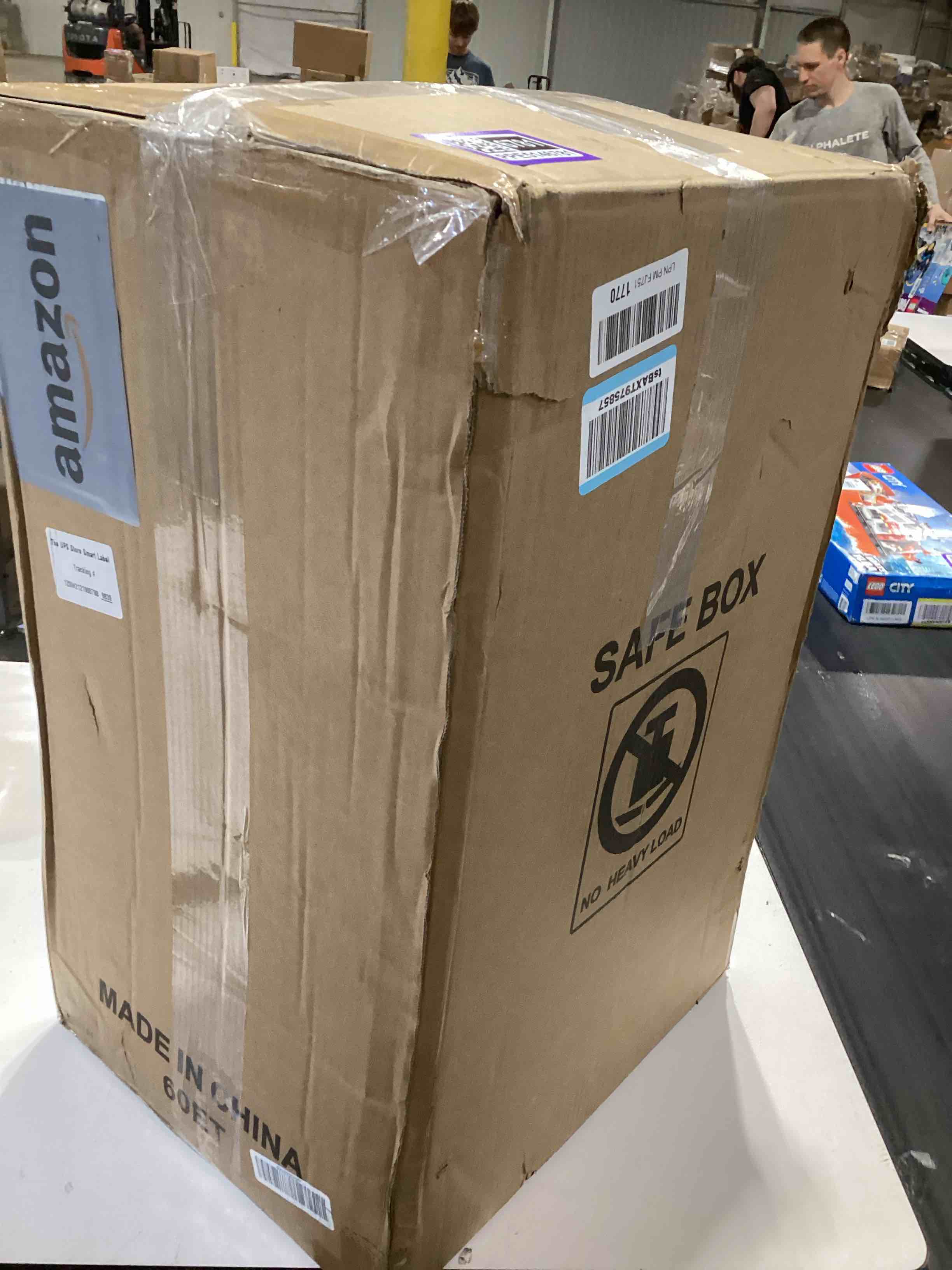 Condition photo showing As Is for 23.62'' tall extra large home safe box, safe with fireproof waterproof document bag, digital keypad and 3 removable steel shelves, security box for money medicines jewelry valuables 5.0 cubic feet