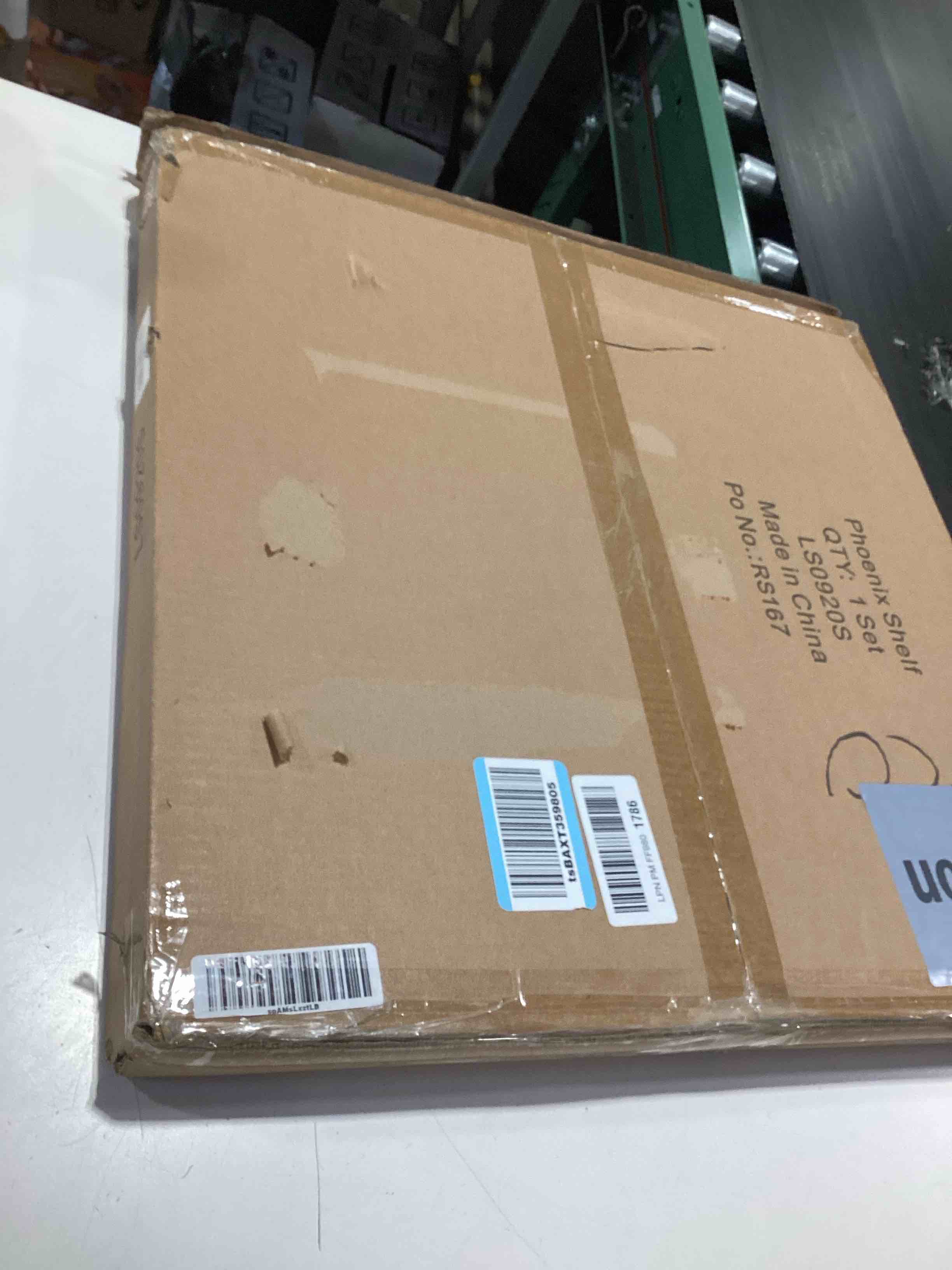 Condition photo showing Good Condition for 20-inch corner floating shelf, pentagon wall mounted corner shelf with wire cable hole for bedroom, living room, bathroom, large display shelf for cable boxes/games consoles (espresso)