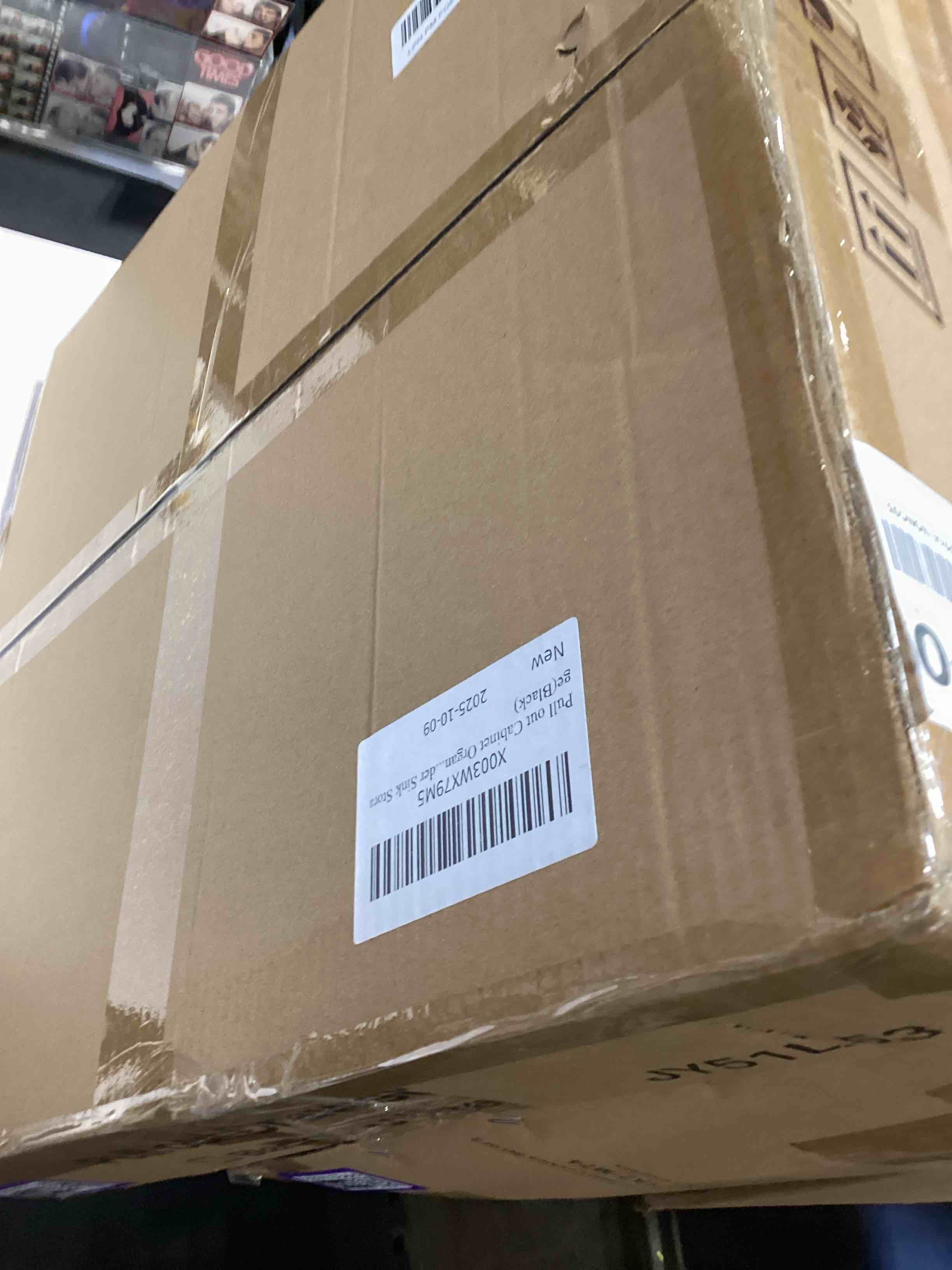 Condition photo showing Good Condition for pull out cabinet organizer, 21"deep, 20"wide full-extension heavy duty slide out drawers with nano adhesive, roll out shelves sliding cabinet for kitchen, bathroom, pantry, under sink storage(black) black 20"wide-21"deep (1pack?