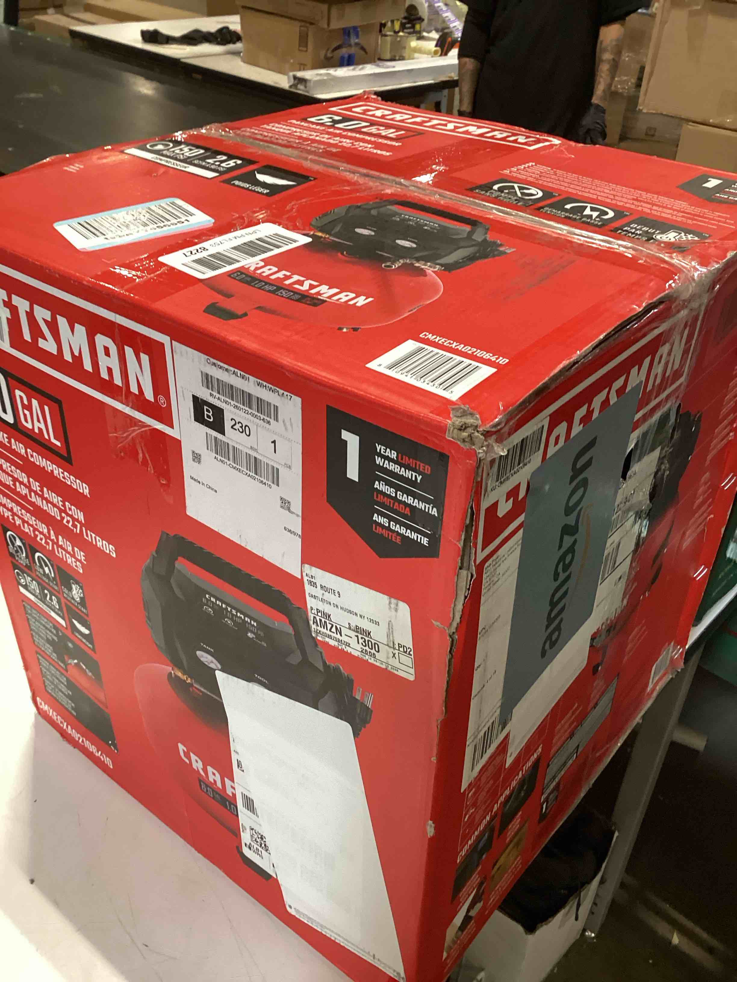 Condition photo showing As Is for craftsman air compressors 6 gallon portable pancake air compressor,oil free max 150 psi 1.0hp 2.6 cfm@90psi electric air compressor shop air compressor, cmxecxa02106410