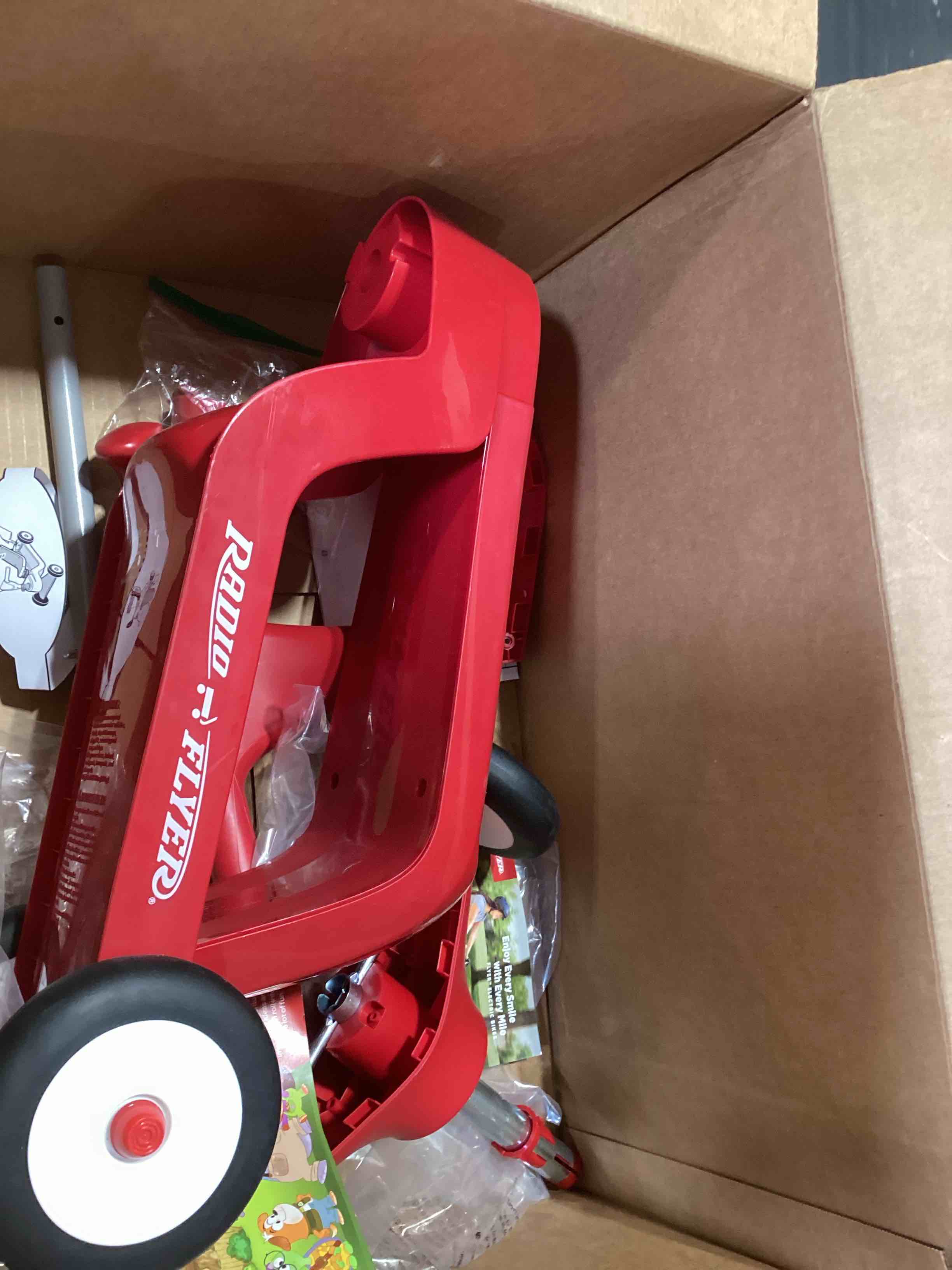 Condition photo showing As Is for radio flyer scoot 2 scooter, red, for kids ages 1-4, ride on toy or 4-wheel kids scooter, durable wheels and frame, converts easily with flip deck, toddler ride on toys