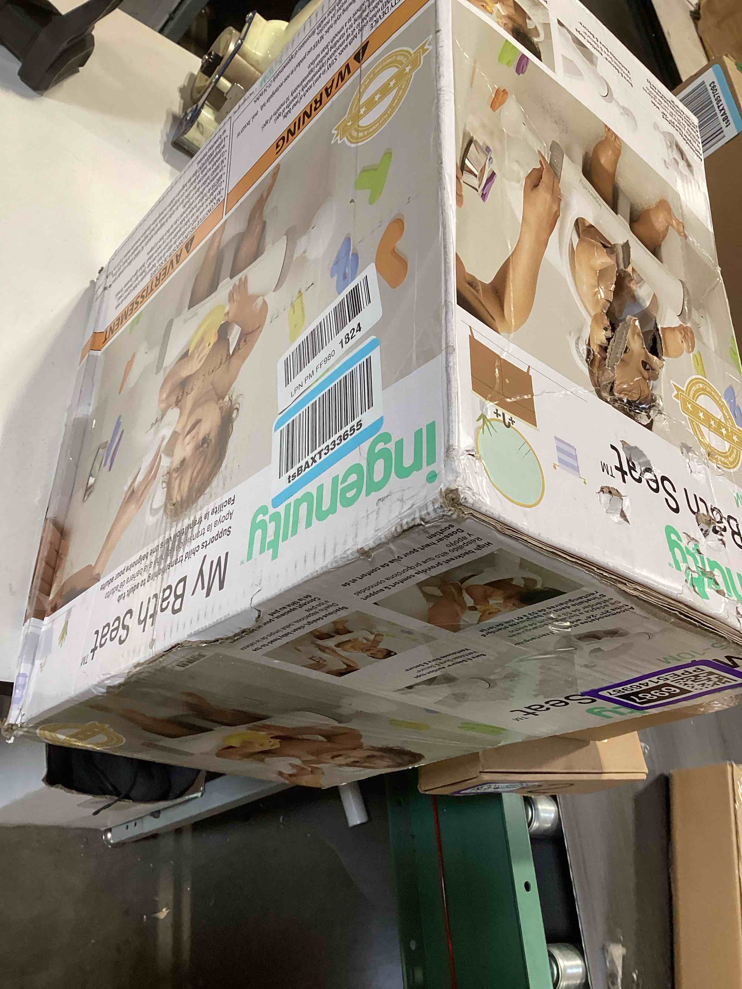 Condition photo showing Good Condition for ingenuity my bath seat for sit-up baby bathing, sure & secure suction cups, astm safety tested & approved, backrest for assisted sitting, easy setup & storage, gray