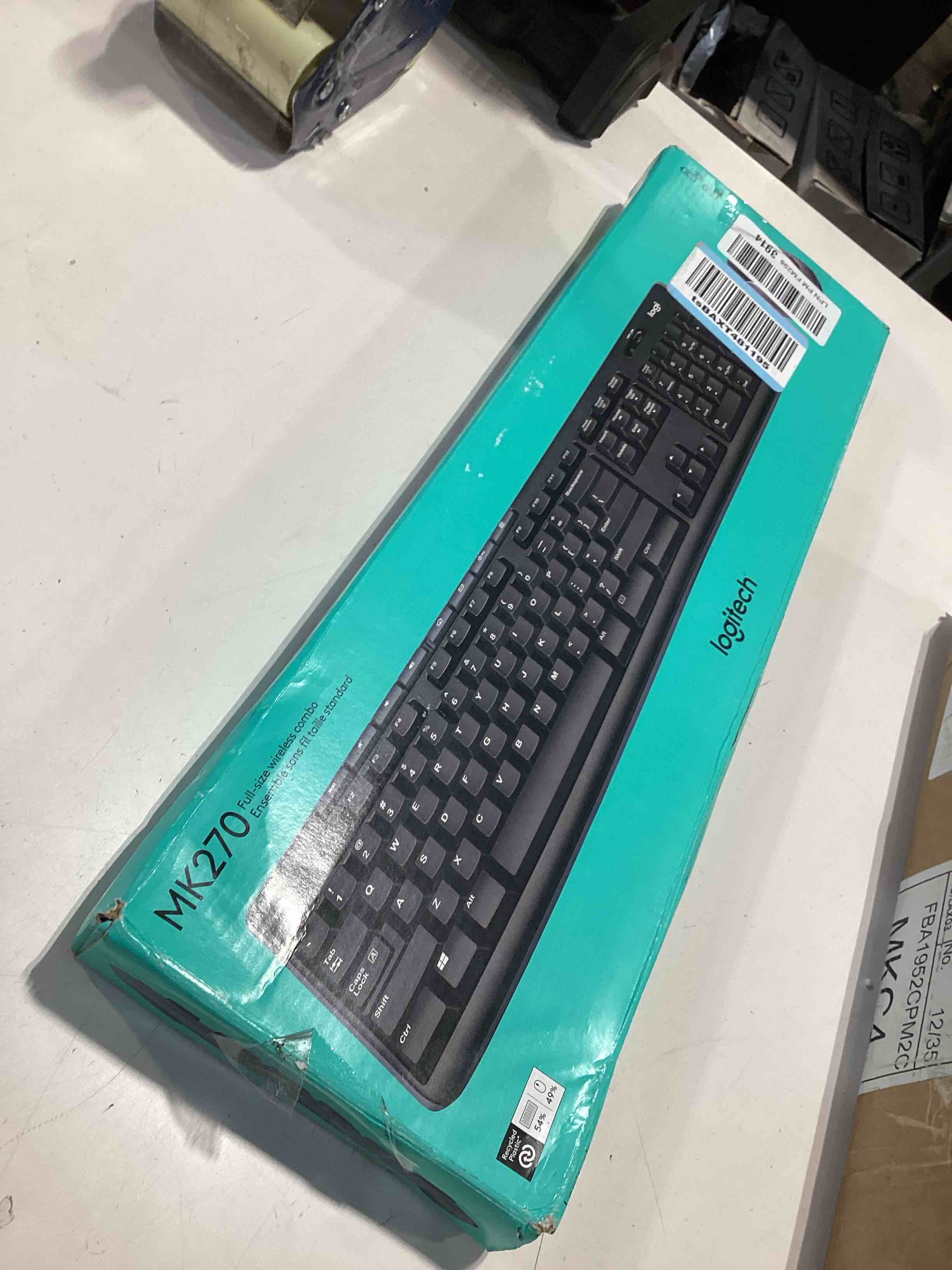 Condition photo showing As Is for logitech mk270 wireless keyboard and mouse combo for windows, 2.4 ghz wireless, compact mouse, 8 multimedia and shortcut keys, 2-year battery life, for pc, laptop - black