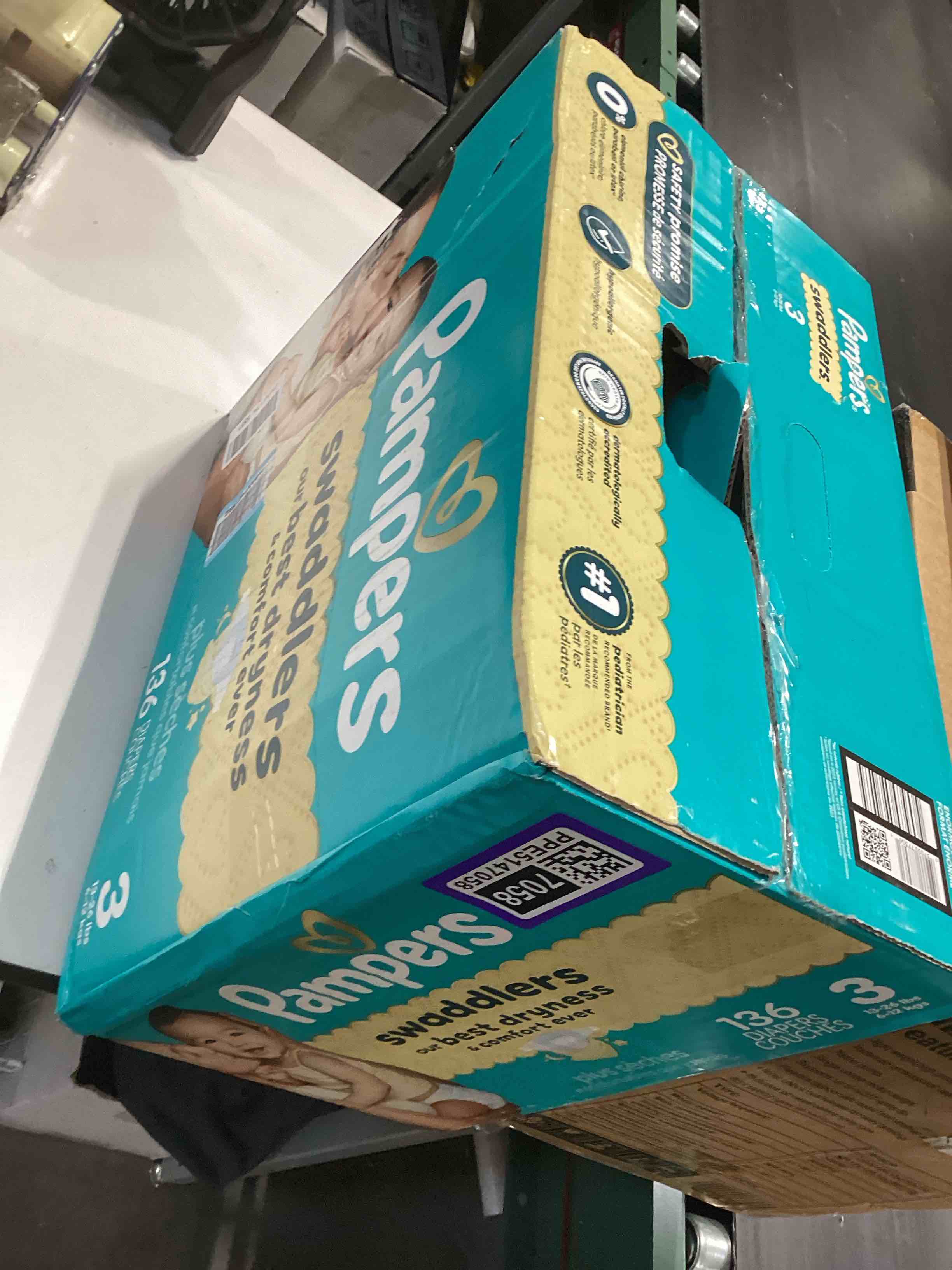 Condition photo showing Good Condition for pampers swaddlers diapers, size 3 (13-26 lbs), 136 count, absorbent, keeps baby dry and comfortable, skin safe disposable baby diaper (packaging may vary) size 3 136