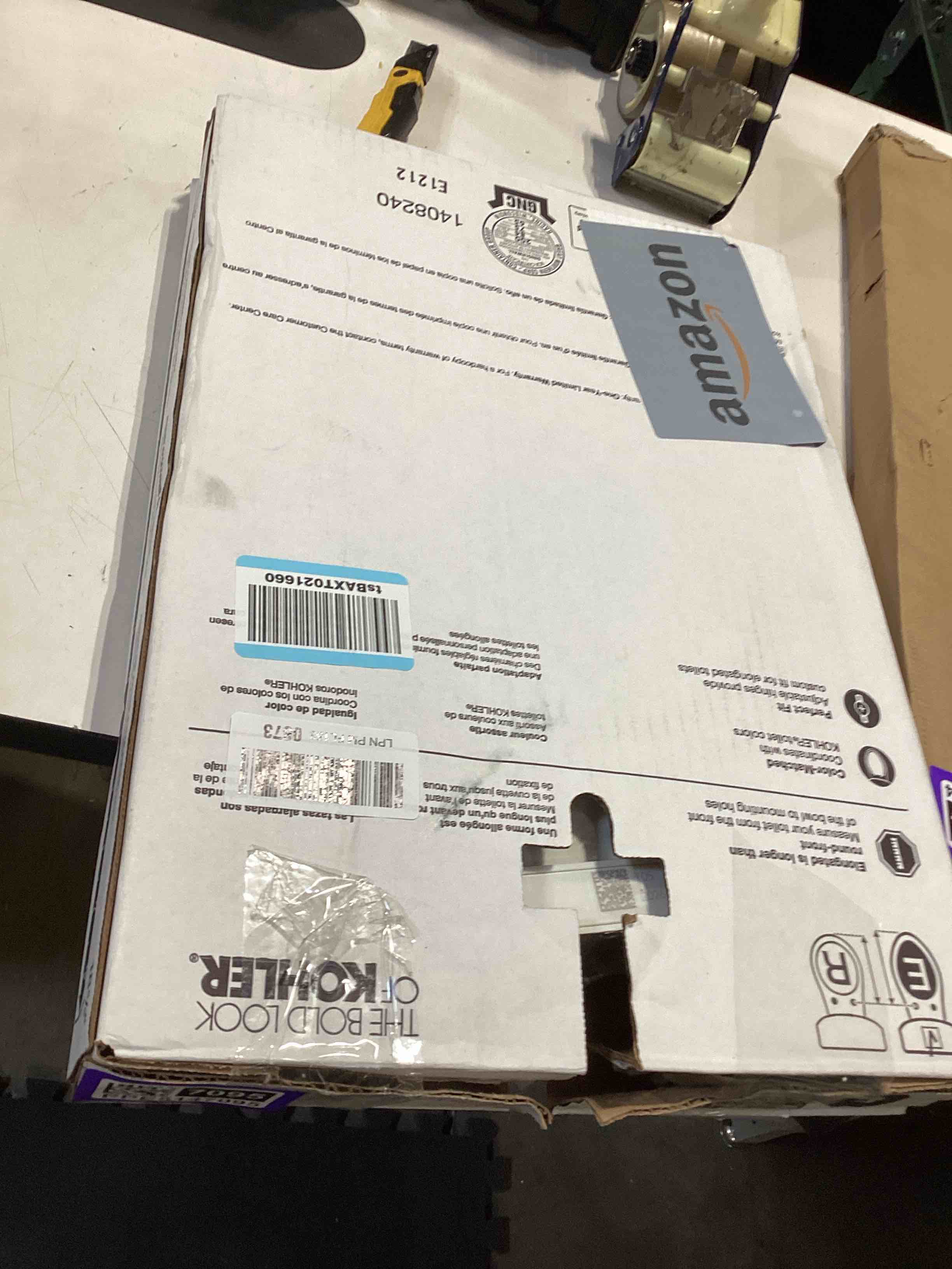 Condition photo showing Good Condition for kohler 4636-rl-0 cachet readylatch elongated toilet seat slow close, soft close toilet seat quiet lid, contoured grip-tight bumpers installation hardware, apartment essentials, white white elongated ready latch