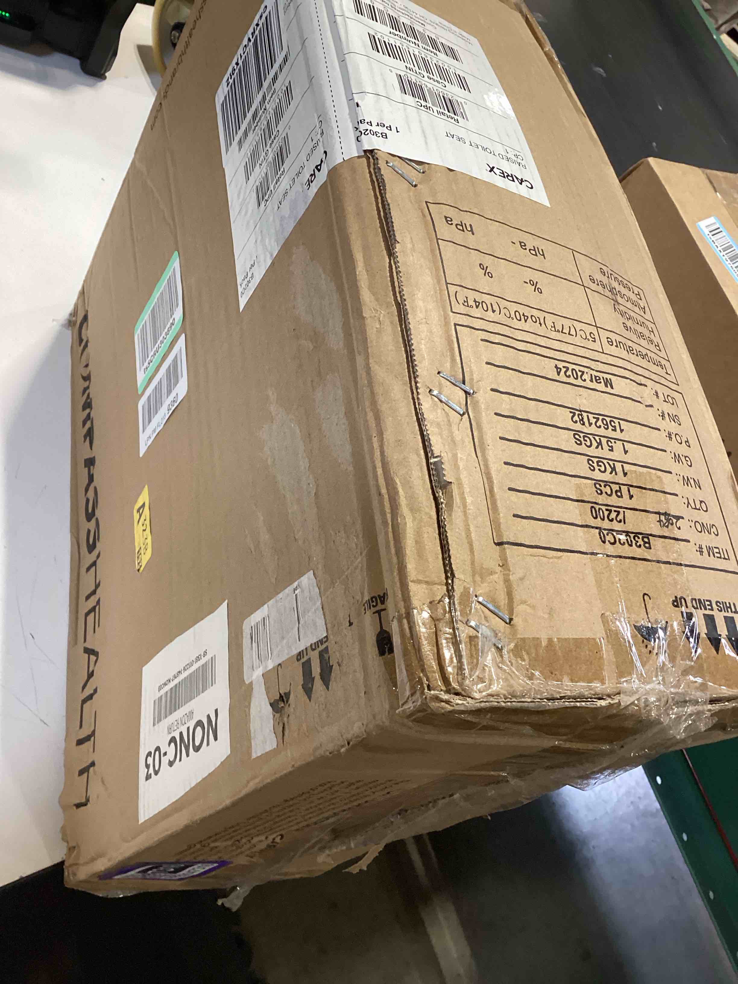 Condition photo showing Good Condition for carex toilet seat riser, adds 5 inches of height, elevated and raised toilet seat with 300 lbs capacity, standard riser for elderly and handicap, universal, slip-resistant, white 5 inch (pack of 1) toilet seat riser