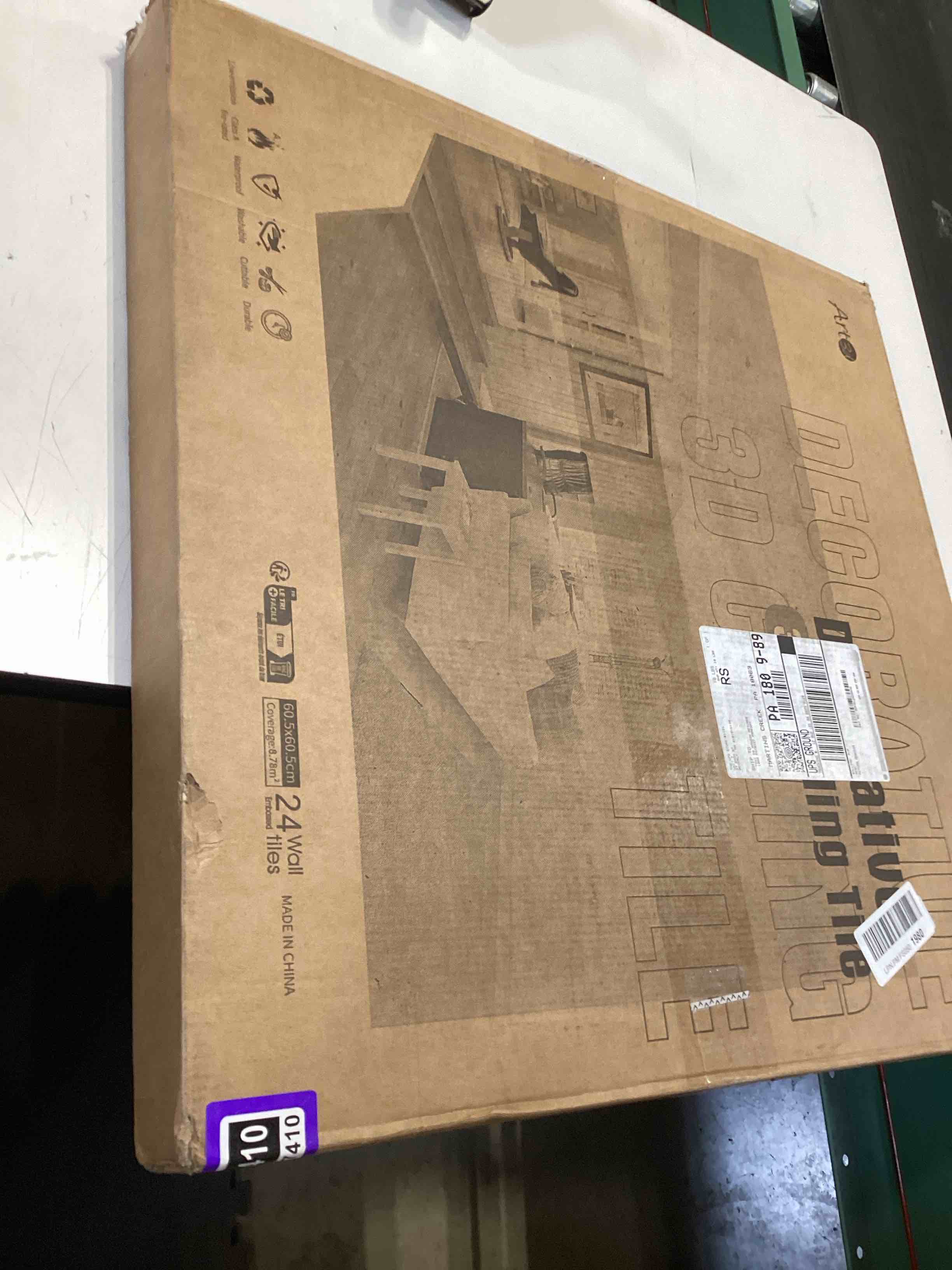 Condition photo showing Good Condition for art3d drop ceiling tiles 24x24 in bronze (24-pack, 96 sq.ft), 3d wainscoting panels glue up 2x2 24"x24" bronze 24