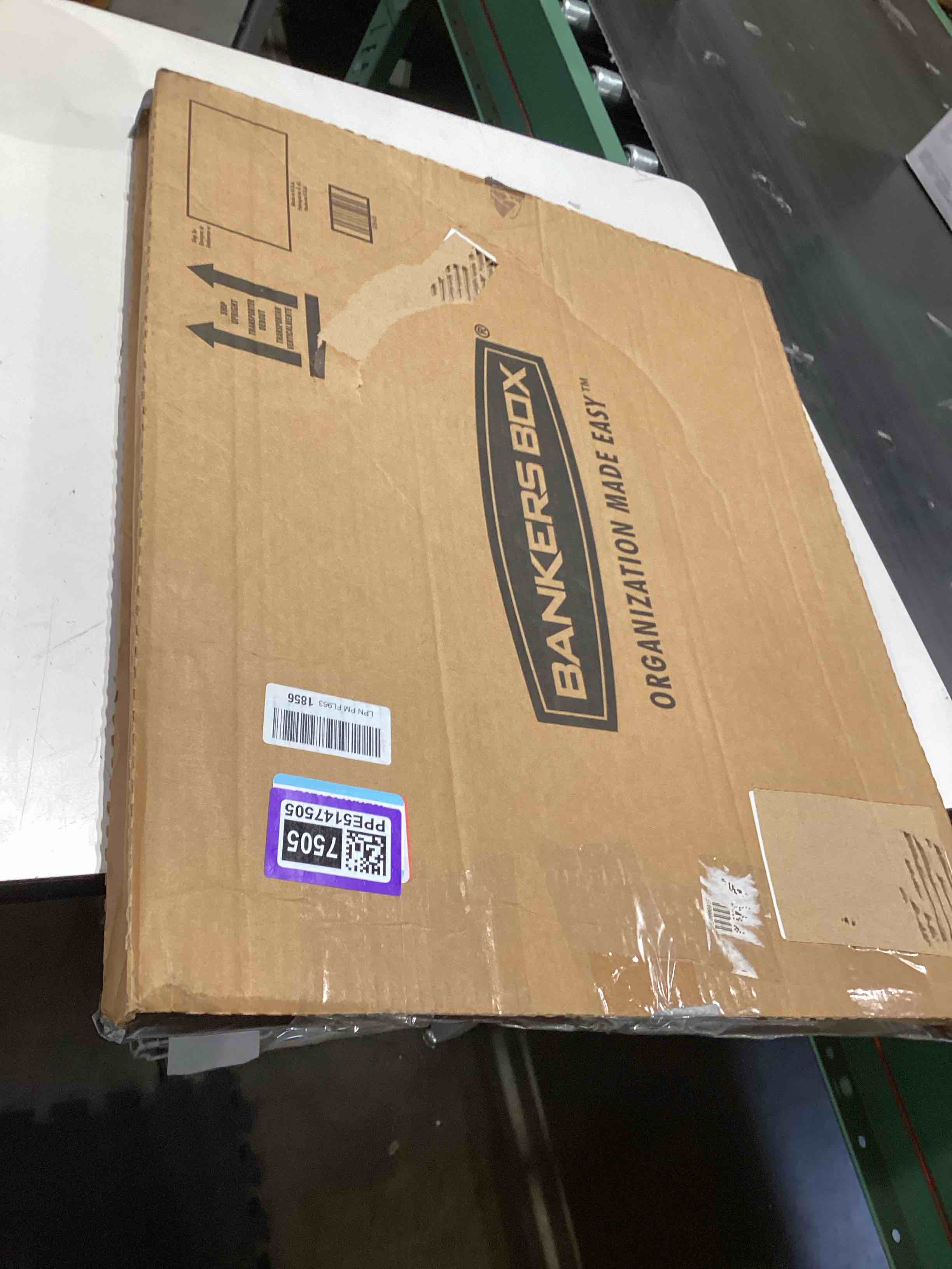 Condition photo showing As Is for bankers box letter/legal size storage boxes 4 per carton white small/large office - basic duty