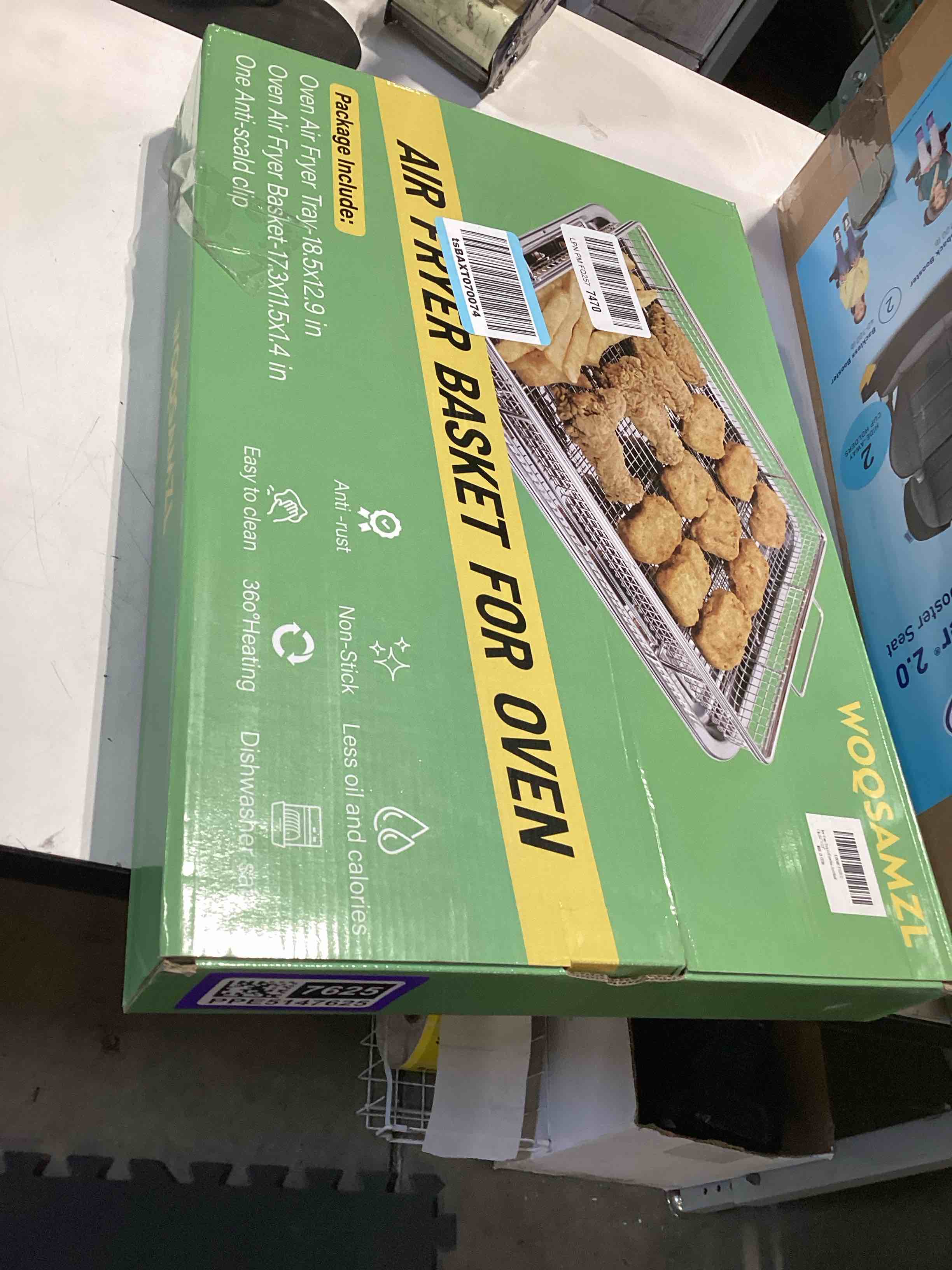 Condition photo showing Good Condition for extra thick air fryer basket and tray for large oven,2pcs-set,18.5''×12.9'',thicker basket and crisper tray pan,stainless steel air fryer accessories,with one removable handle extra large 18.5''×12.9"