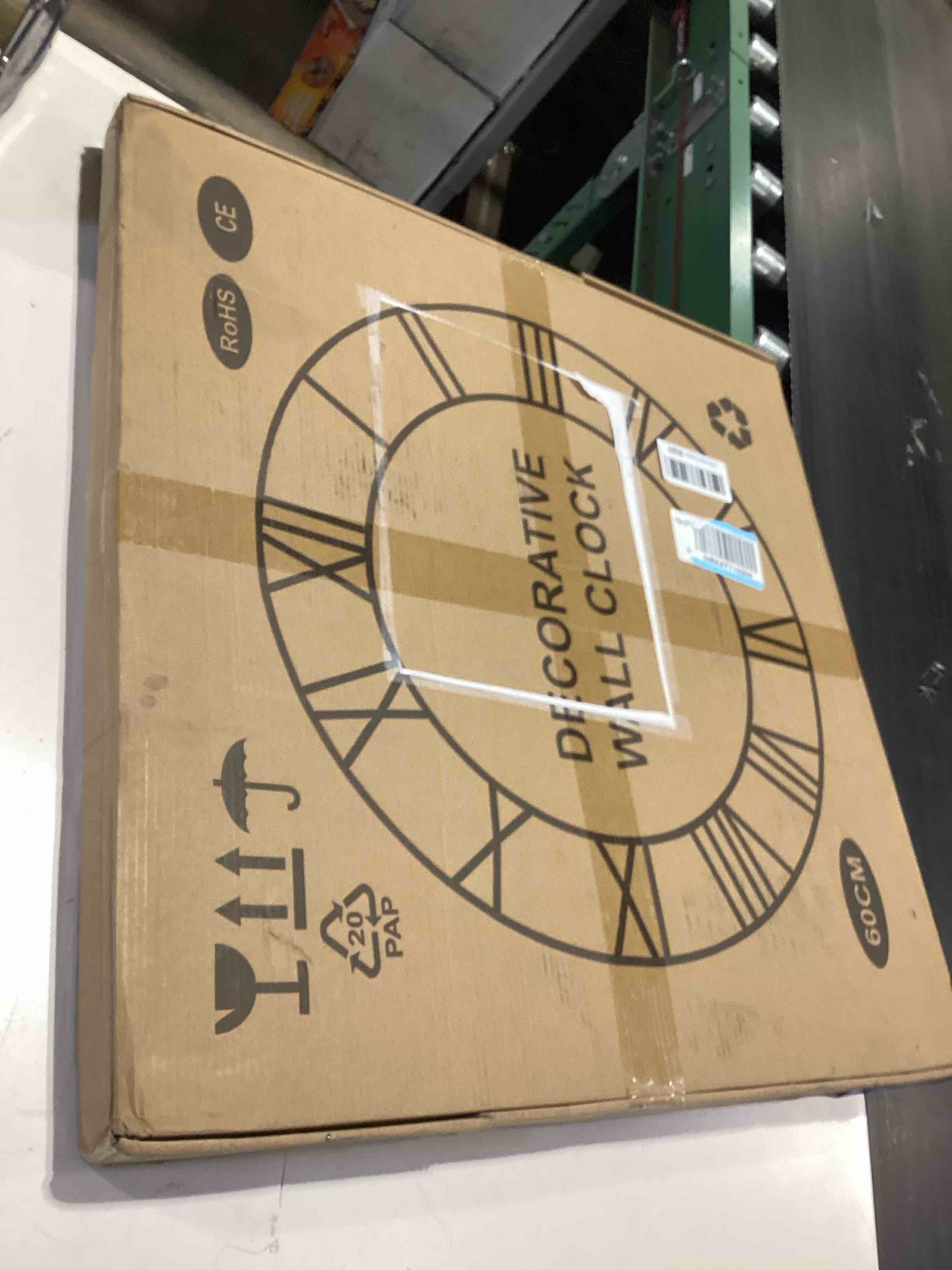Condition photo showing Good Condition for leike large wall clocks for living room,silent,non ticking,battery operated oversized vintage round modern metal wall clock for bedroom,farmhouse,office home decor-24 inch(black-arabic number) 24 in black metal-arabic number