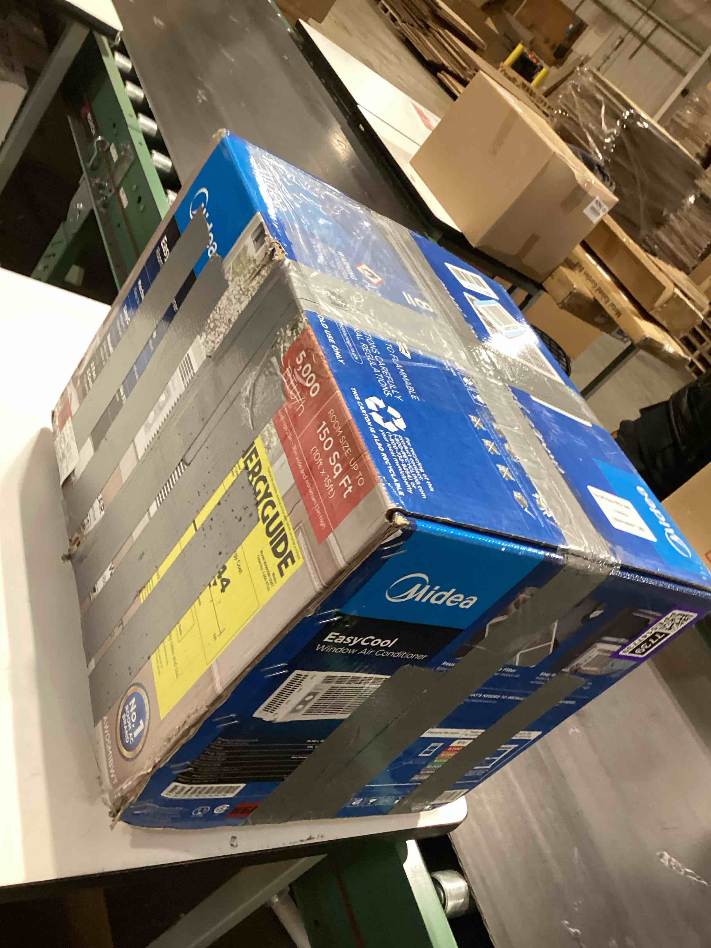 Condition photo showing As Is for midea 5,000 btu easycool small window air conditioner - cool up to 150 sq. ft. with easy-to-use mechanical controls and reusable filter, perfect for small bedroom, living room, home office
