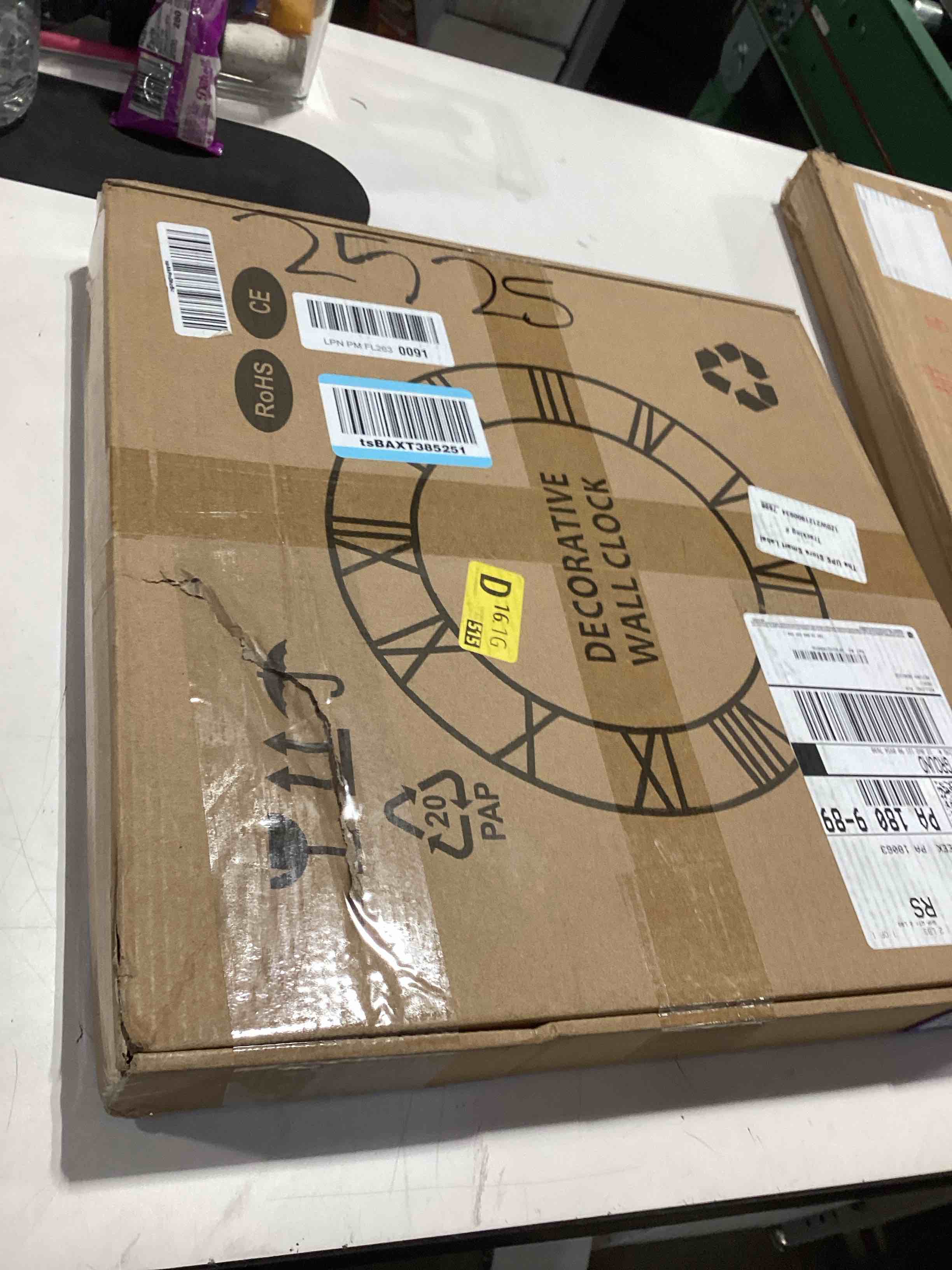 Condition photo showing Good Condition for leike large wall clock, 16" silent non-ticking, battery operated, oversized, decorative retro black metal clock for living room,farmhouse, dinner room,indoor, outdoor decor(40cm, black arabic number) 16 inch black-arabic number