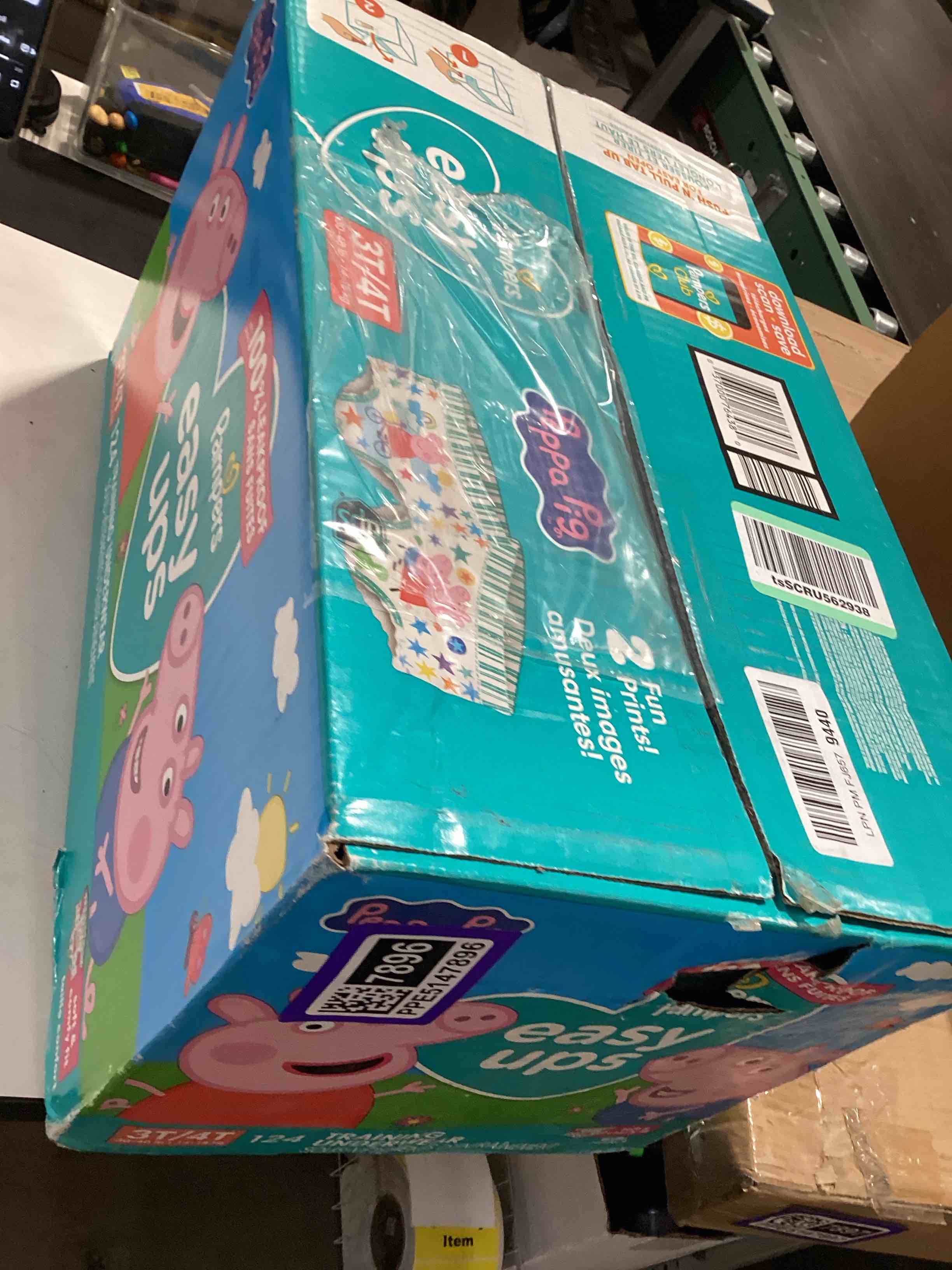 Condition photo showing New/Like New for pampers training pants - easy ups girls & boys - size 3t-4t, 124 count, peppa pig potty underwear (packaging may vary) 3t-4t 124