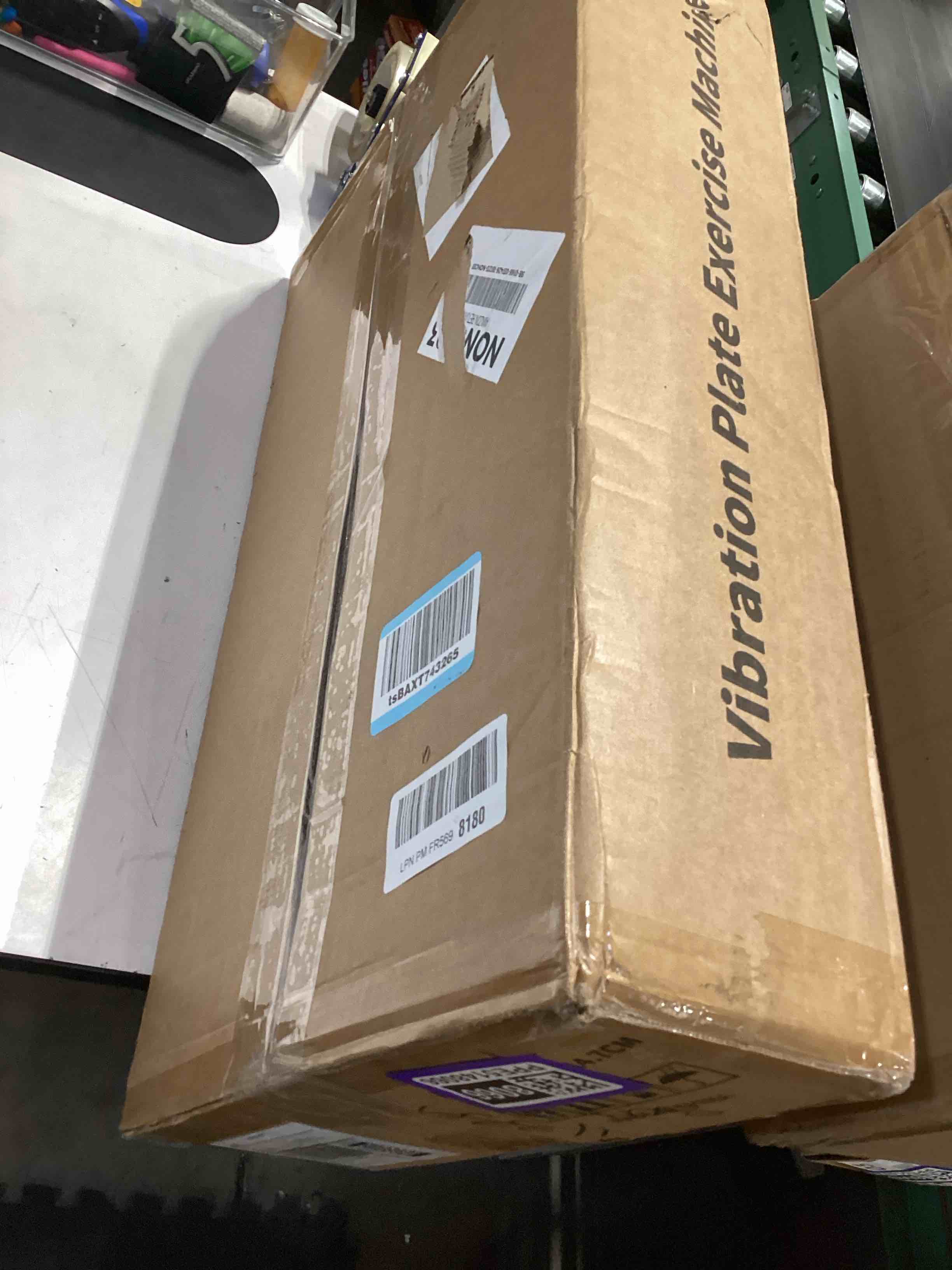 Condition photo showing Good Condition for vibration plate exercise machine, 130 levels full body workout vibrating plate for lymphatic drainage weight loss, 450 lbs capacity shake platform with resistance bands bluetooth for women men
