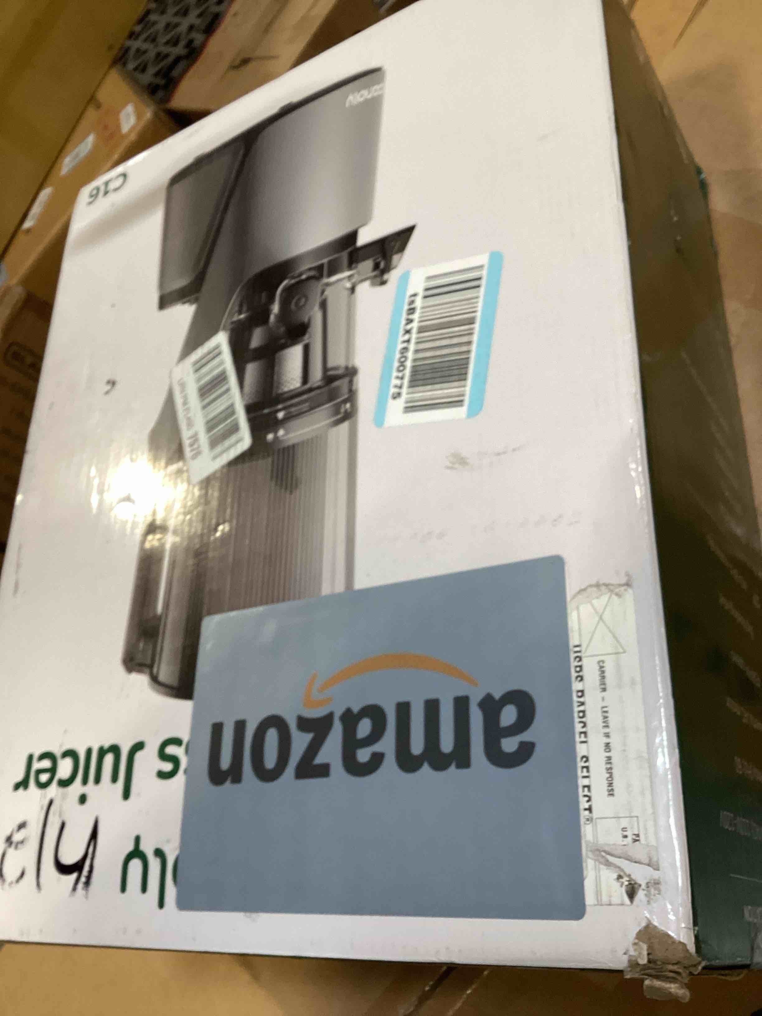 Condition photo showing As Is for canoly c16 cold press juicer, 6" extra wide feed chute, 3-in-1 strainers (juice & sorbet & nut milk), powerful ac brushless motor, self precut system, juicer machines with bpa-free (space gray)