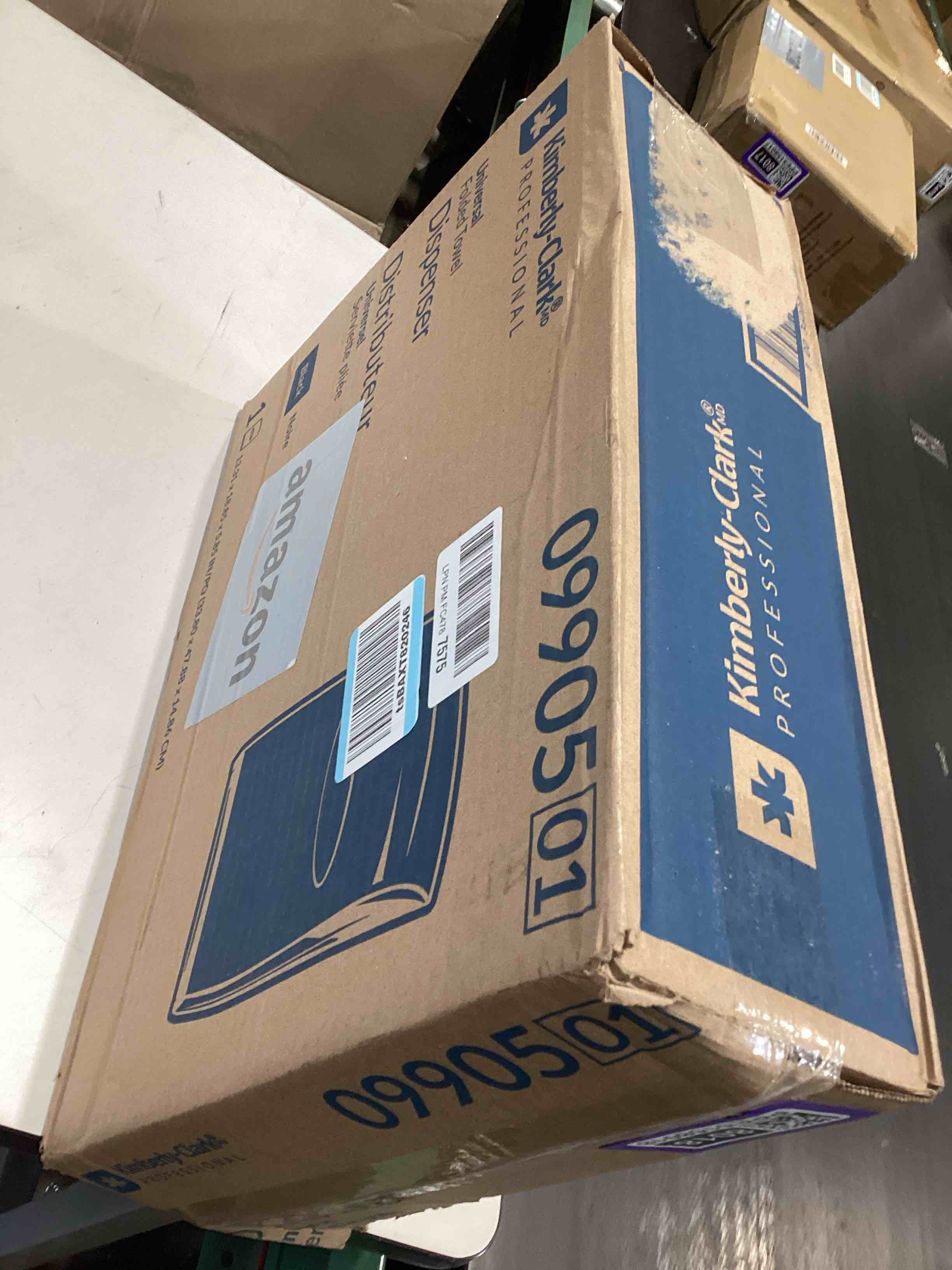 Condition photo showing Good Condition for kimberly clark professional universal folded paper towel dispenser (09905), for kleenex and scott brand multifold and c-fold, 13.3” x, 5.9” x 18.9”, smoke (black)