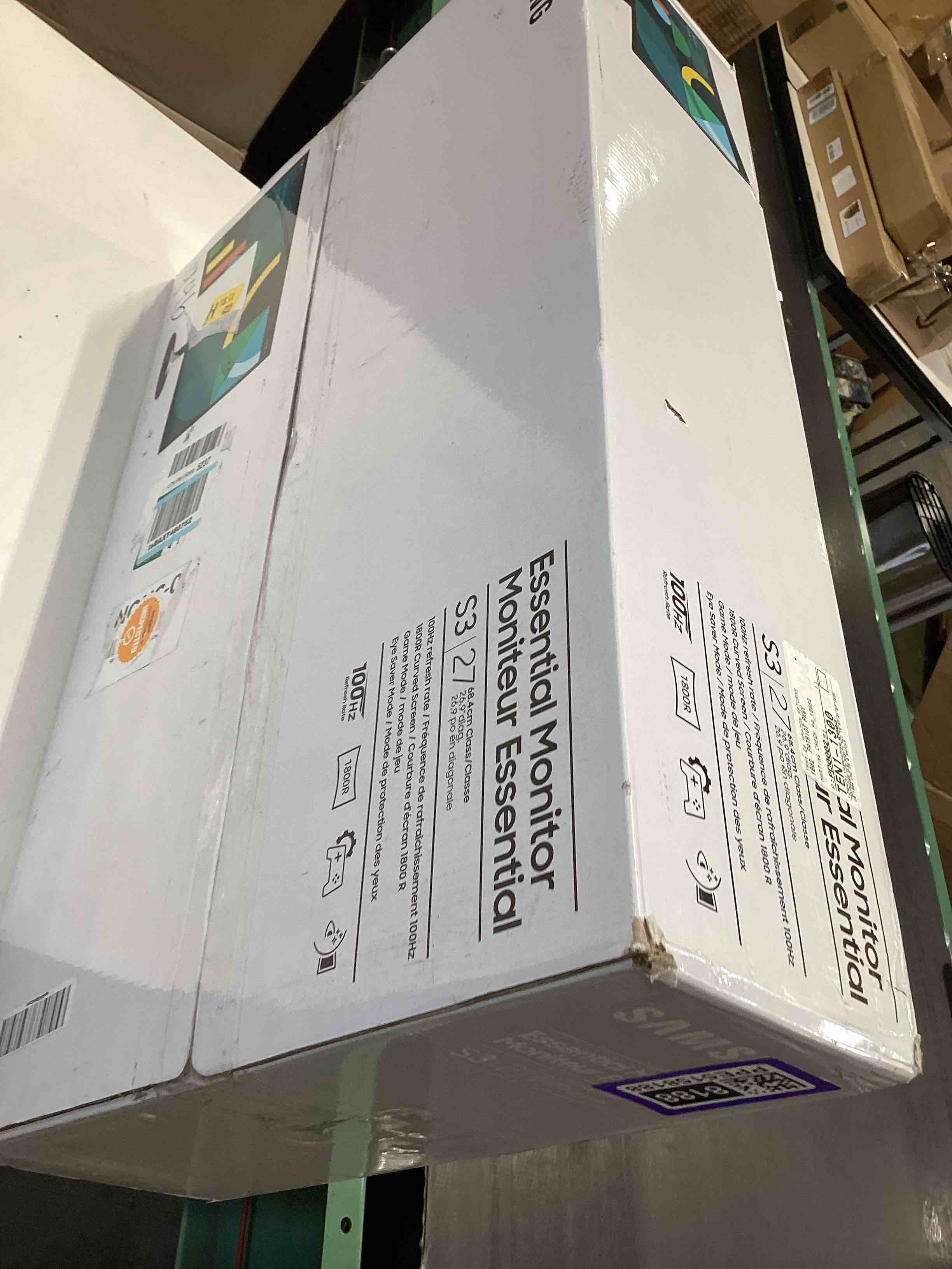 Condition photo showing As Is for samsung 27" essential s3 (s36gd) curved monitor - fhd, 1800r curved screen, 100hz, eye saver mode, game mode, hdmi d-sub, ls27d36cganxza