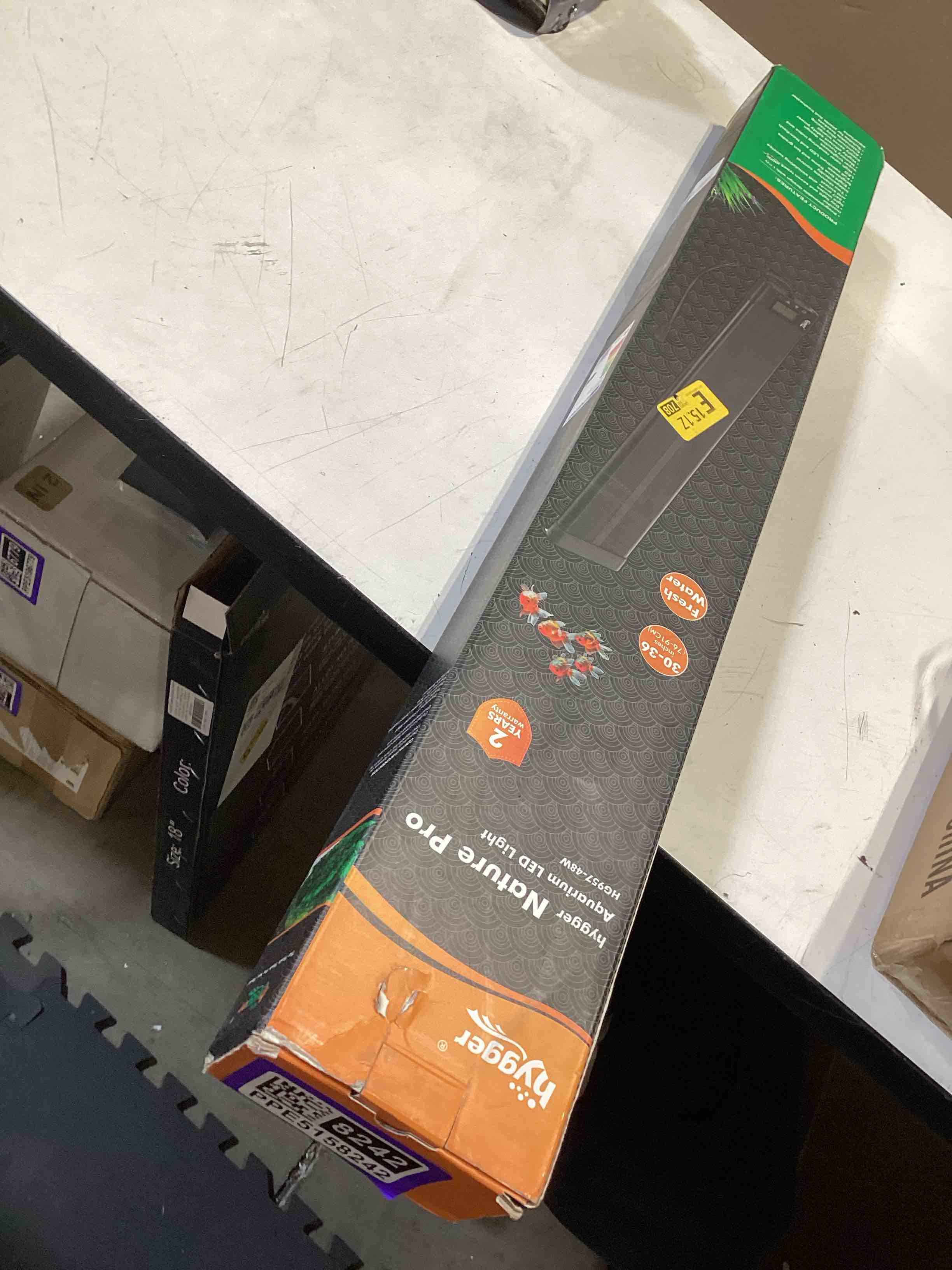 Condition photo showing As Is for hygger auto on off led aquarium light 30-36 inches dimmable 7 colors full spectrum fish tank light fixture for freshwater planted tank build in timer daylight moonlight & diy modes 30"-36"