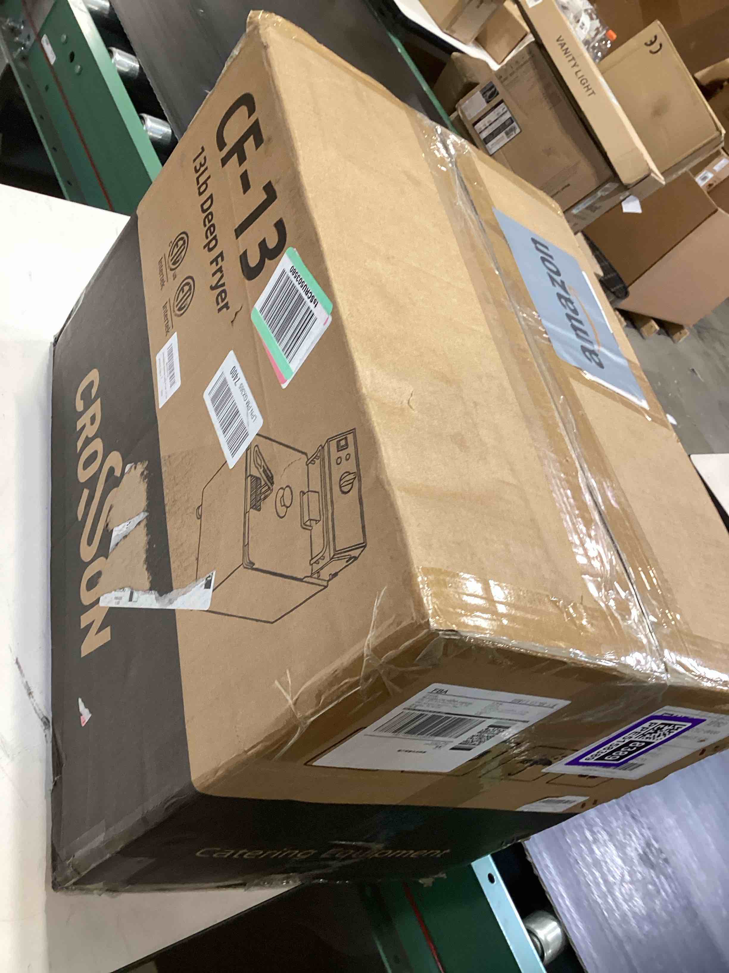 Condition photo showing As Is for crosson etl listed 13lbs electric deep fryer countertop with easy-assembling solid basket,removeable oil container for restaurant home use-120v,1800w commercial deep fryer 13 lbs single tank