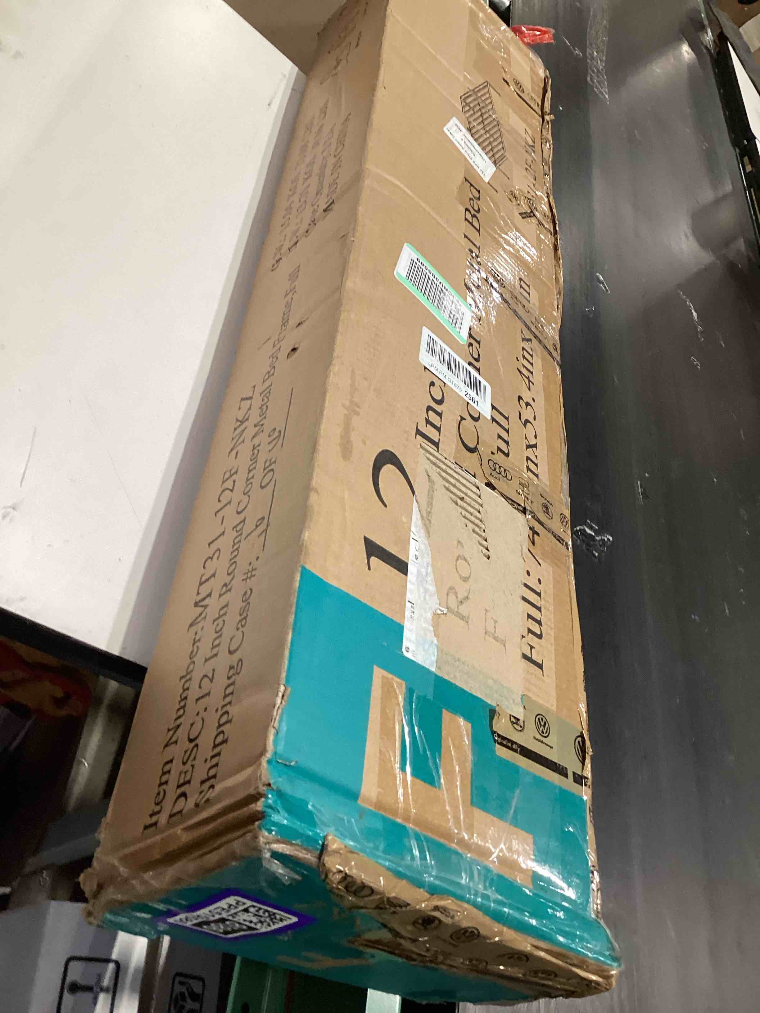 Condition photo showing Good Condition for 12 inch full bed frame, metal platform bed frame with round corner legs, 3500 lbs heavy duty steel slats support, no box spring needed, noise free, easy assembly, black full 12 inch