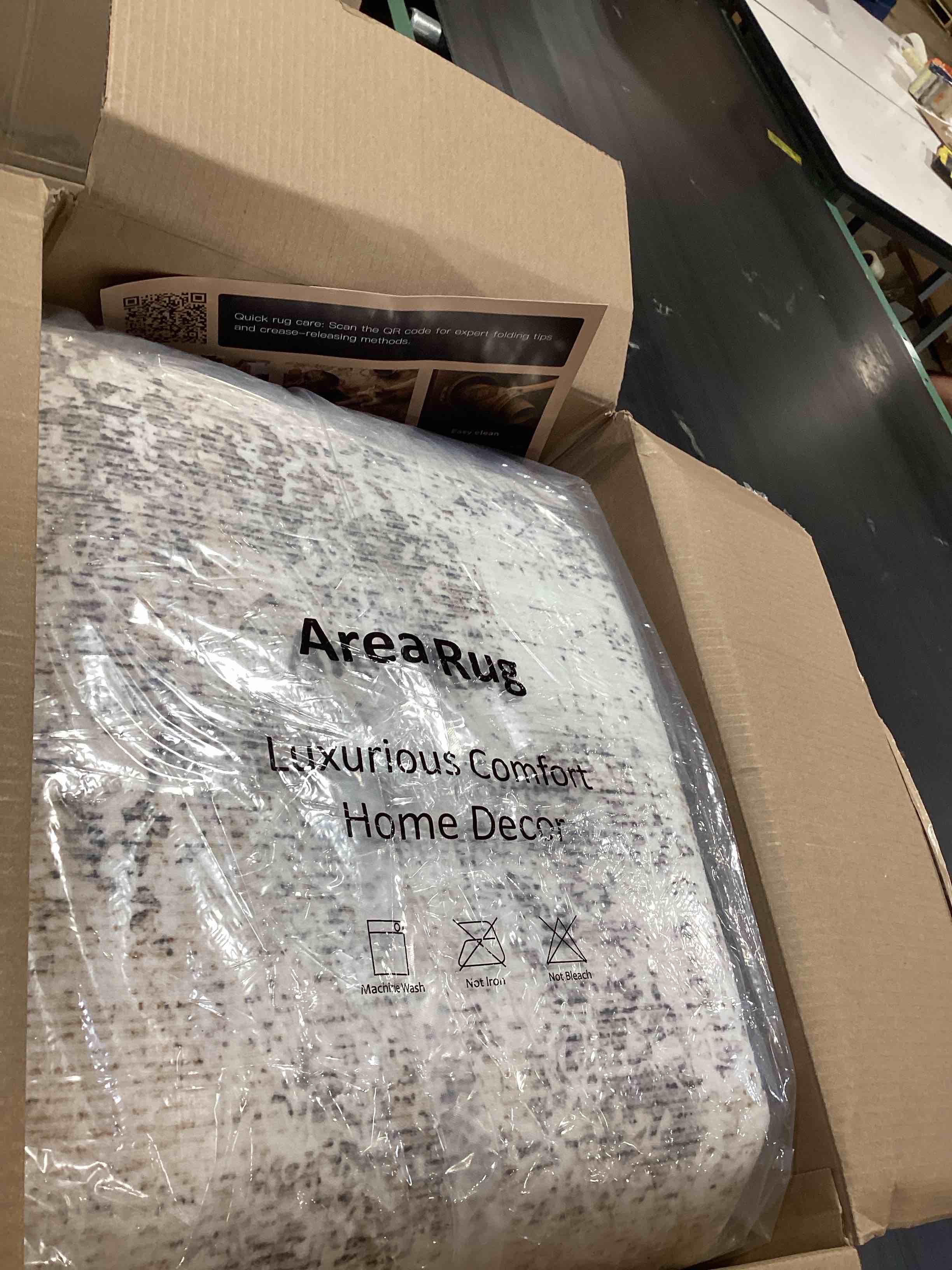Condition photo showing Good Condition for similar to…soalmost 5x7 area rugs beige low pile indoor washable trendy faded style rugs for bedroom living room dining room foldable non-slip thin print home office mat beige 5' x 7' (rectangular)