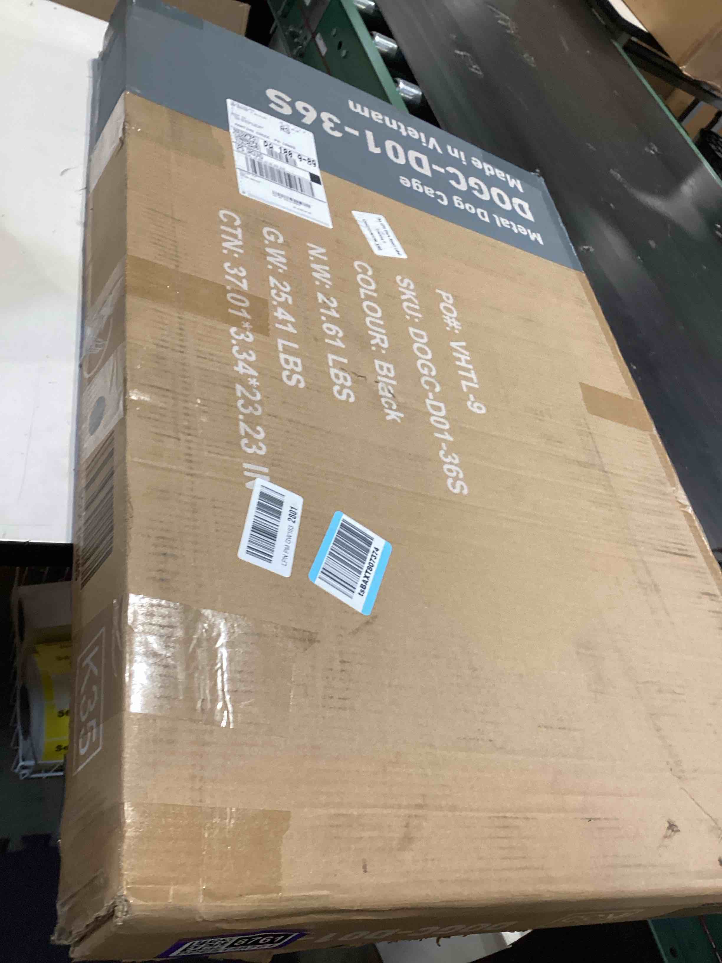 Condition photo showing Good Condition for sweetcrispy 36 inch dog crate, medium crates double door folding metal wire dog cage with plastic leak-proof pan tray, pet kennel for indoor, outdoor, travel double door 36.6"l x 22.6"w x 24.2"h