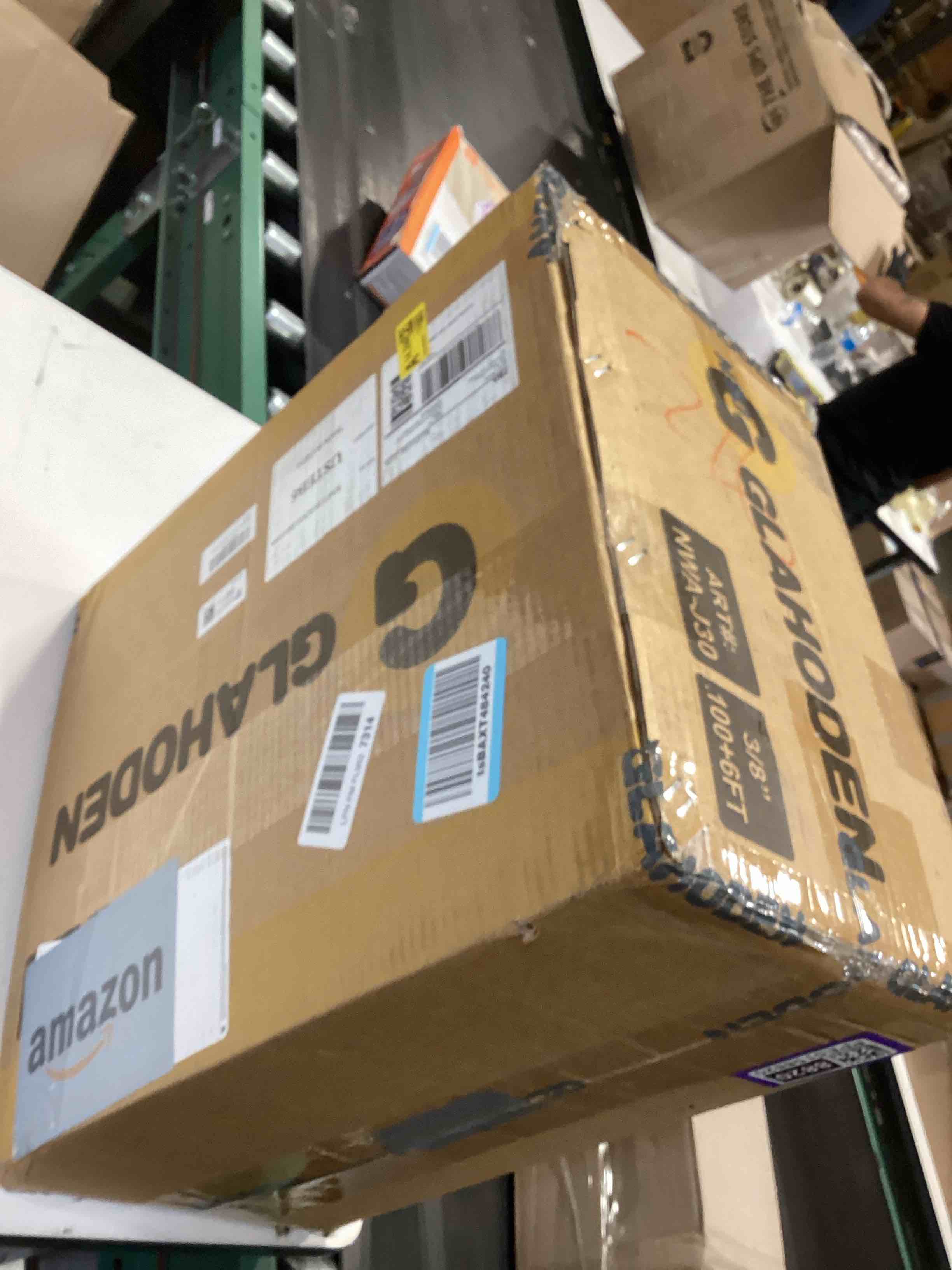 Condition photo showing Good Condition for glahoden retractable air hose reel, 3/8 in x 100 ft hybrid hose air compressor hose reel with 6 ft lead in max 300 psi patented design for any length lock 180°swivel bracket quick coupler 3/8 inch 100 ft