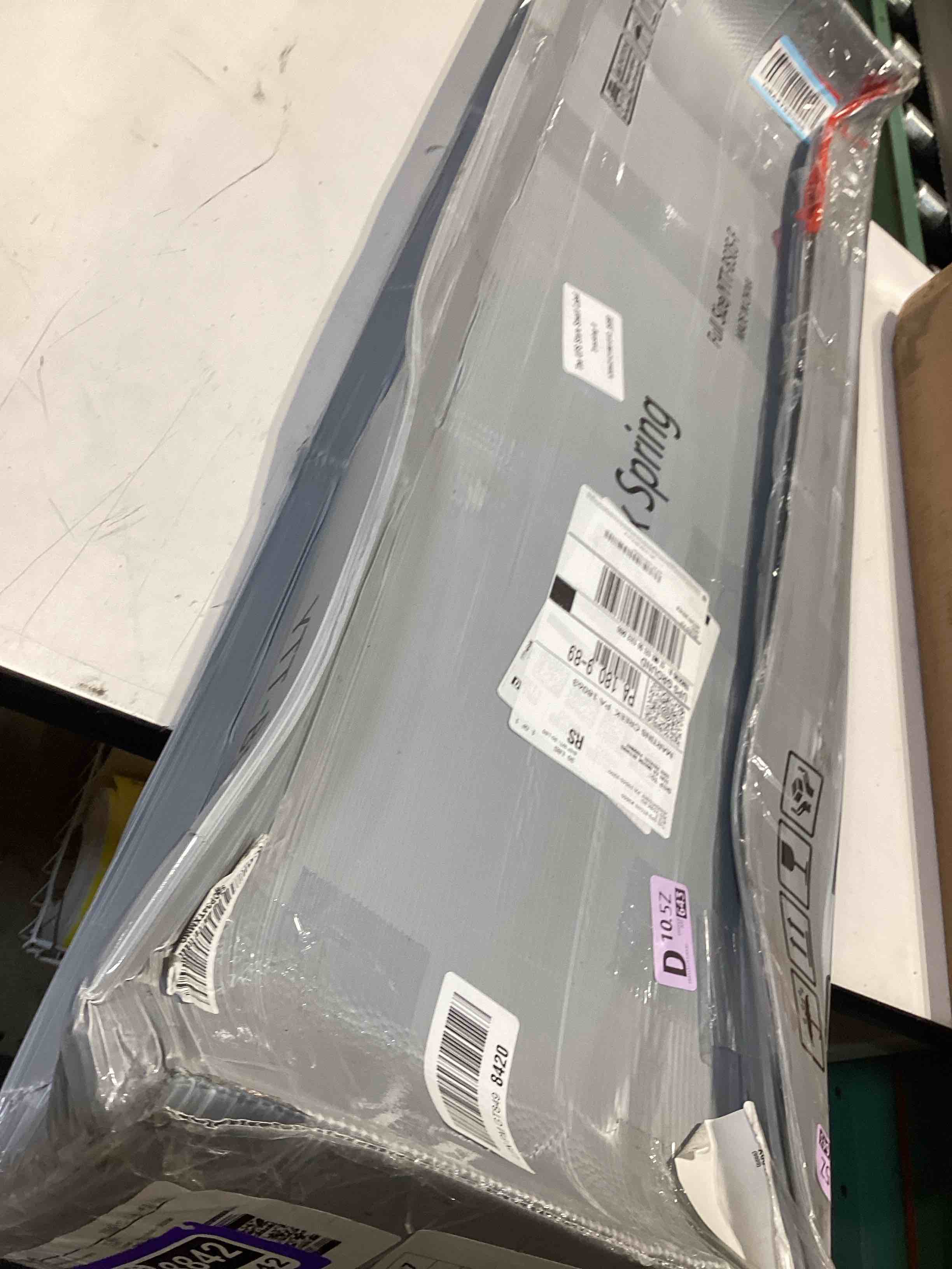 Condition photo showing As Is for box spring, metal frame mattress foundation with fabric cover, easy assembly, noise-free (5 inch, full) 5 inch full